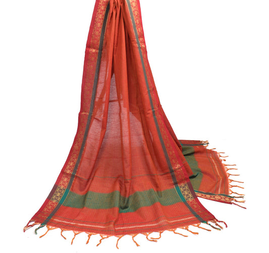 Sushila Vintage Multi-Color Dupatta Pure Cotton Hand Woven Stripes Long Stole
