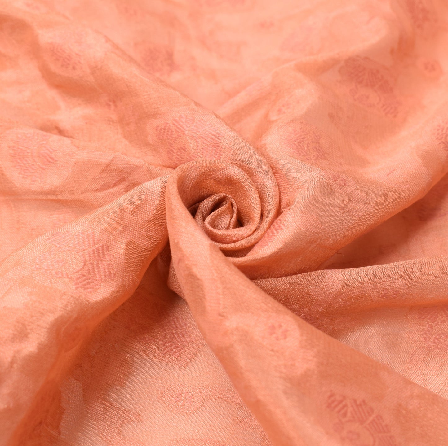 Sushila Vintage Peach Floral Dupatta 100% Pure Silk All Over Woven Long Stole