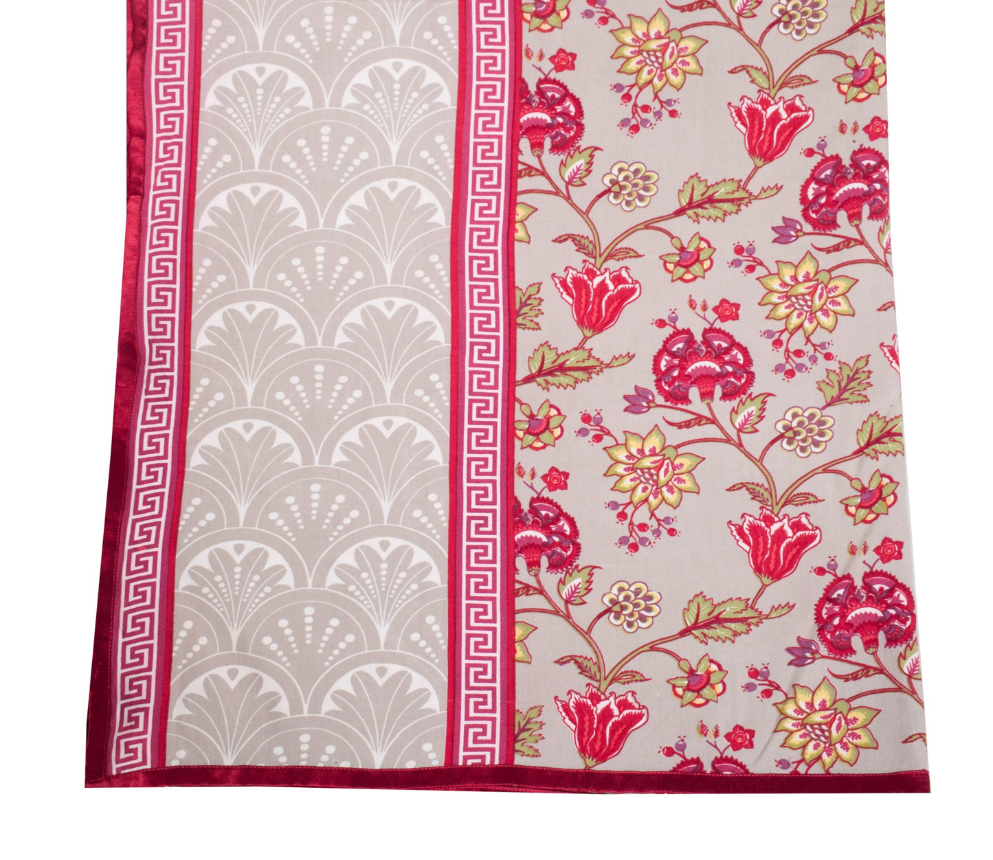 Sushila Vintage Gray Floral Dupatta 100%Pure Cotton Hand Printed Soft Long Stole