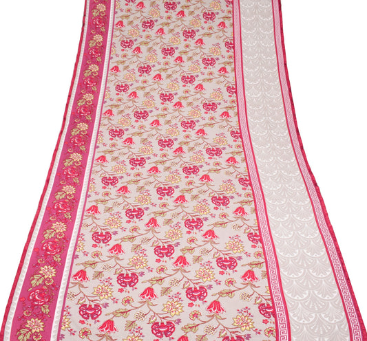 Sushila Vintage Gray Floral Dupatta 100%Pure Cotton Hand Printed Soft Long Stole