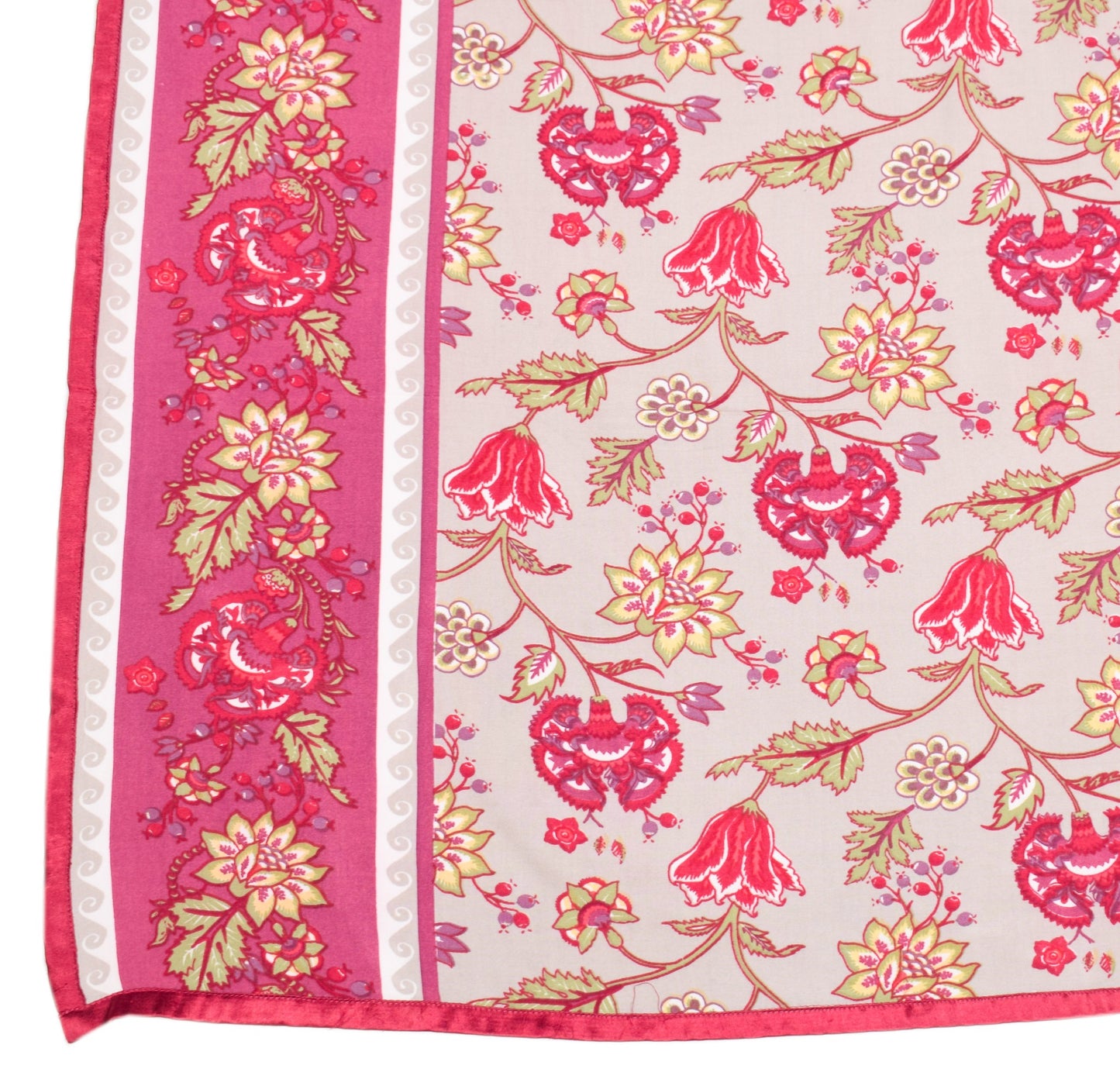 Sushila Vintage Gray Floral Dupatta 100%Pure Cotton Hand Printed Soft Long Stole