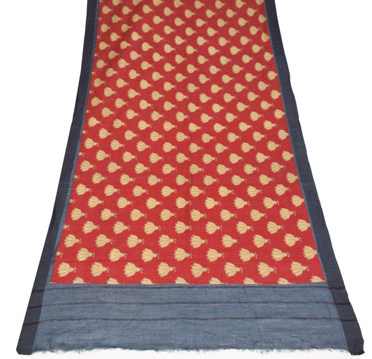 Sushila Vintage Pure Woolen Dupatta Red Floral Printed Woven Shawl Long Stole