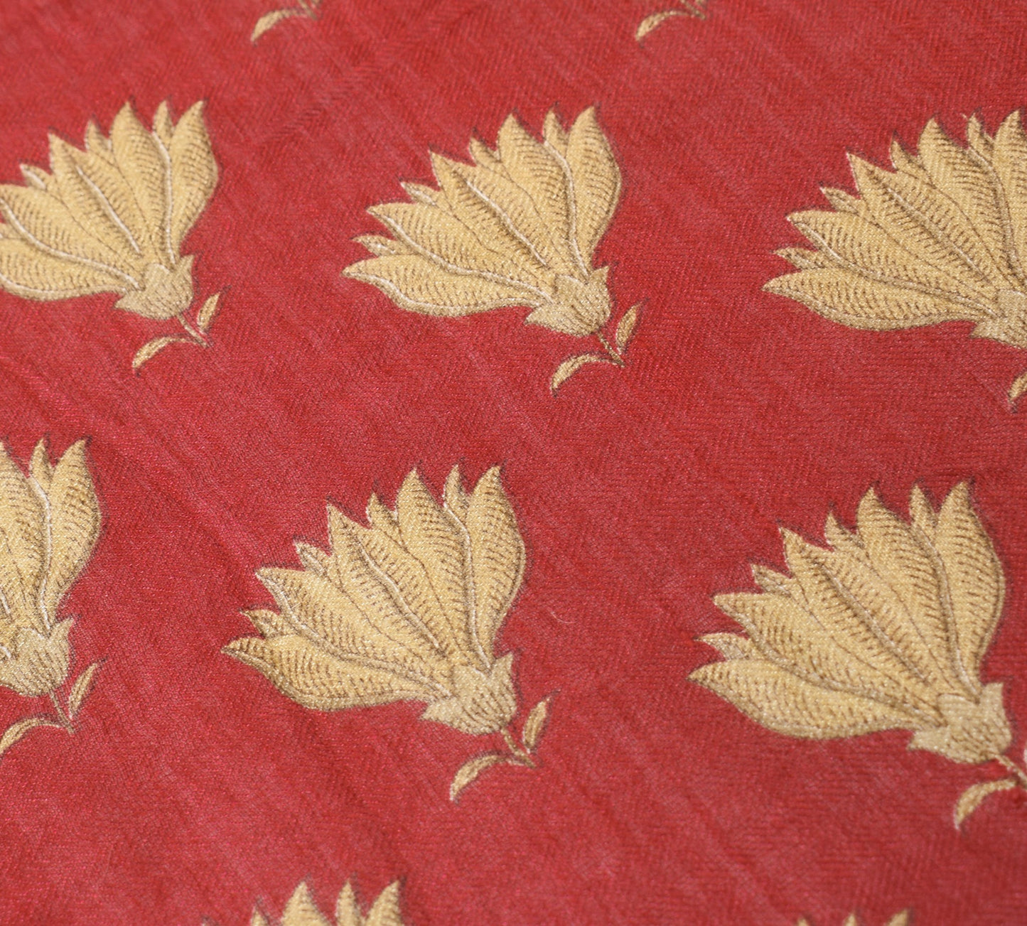 Sushila Vintage Pure Woolen Dupatta Red Floral Printed Woven Shawl Long Stole