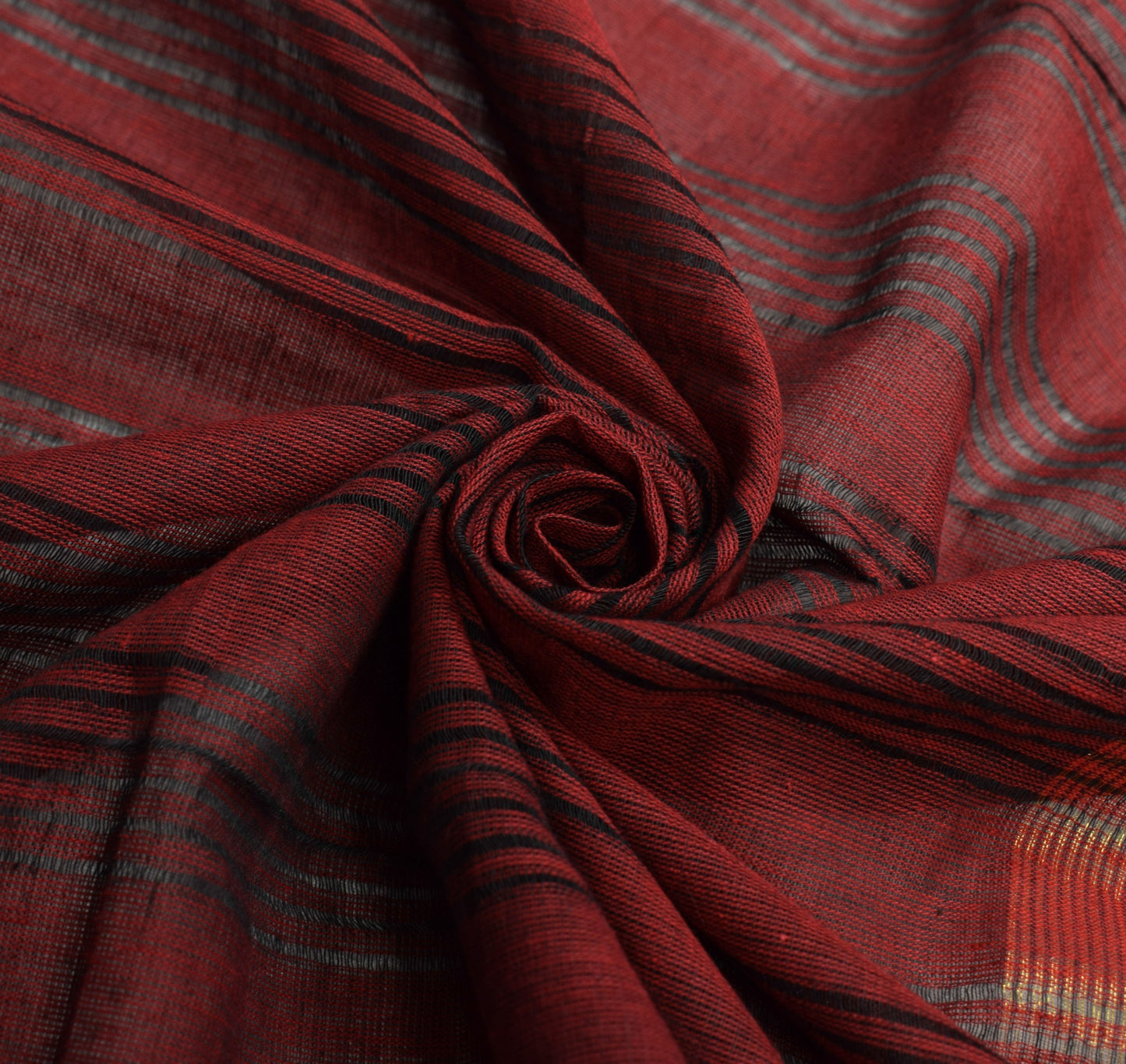 Sushila Vintage Red Black Dupatta 100% Pure Cotton Stripes Woven Long Stole Wrap