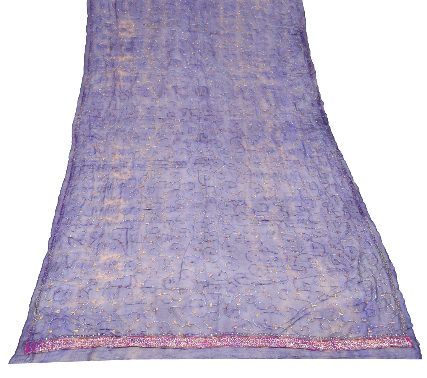 Sushila Vintage Blue Dupatta Tie-Dye Zari Sequins Work Pure Georgette Long Stole