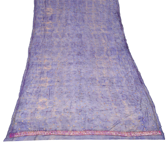 Sushila Vintage Blue Dupatta Tie-Dye Zari Sequins Work Pure Georgette Long Stole