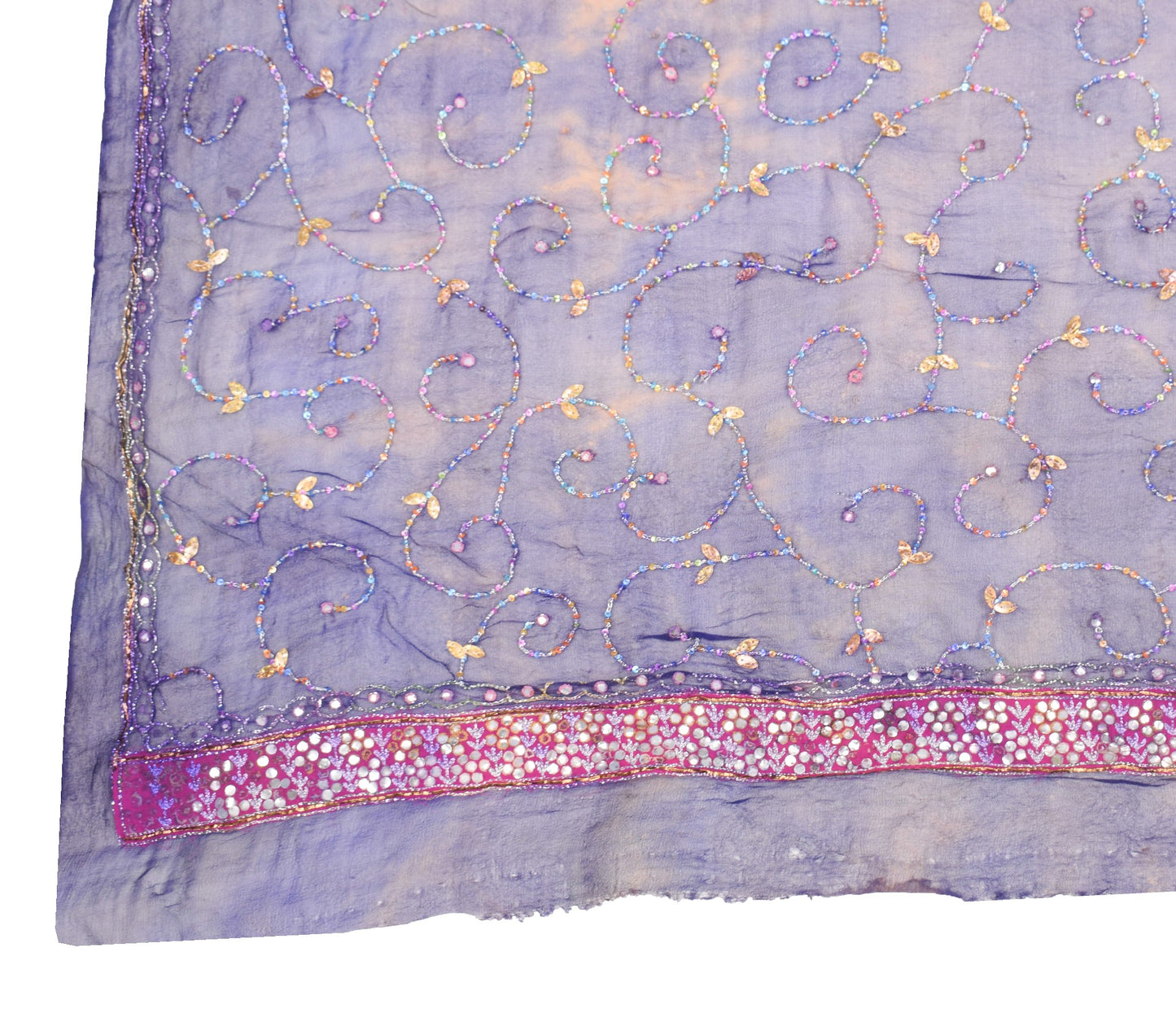 Sushila Vintage Blue Dupatta Tie-Dye Zari Sequins Work Pure Georgette Long Stole