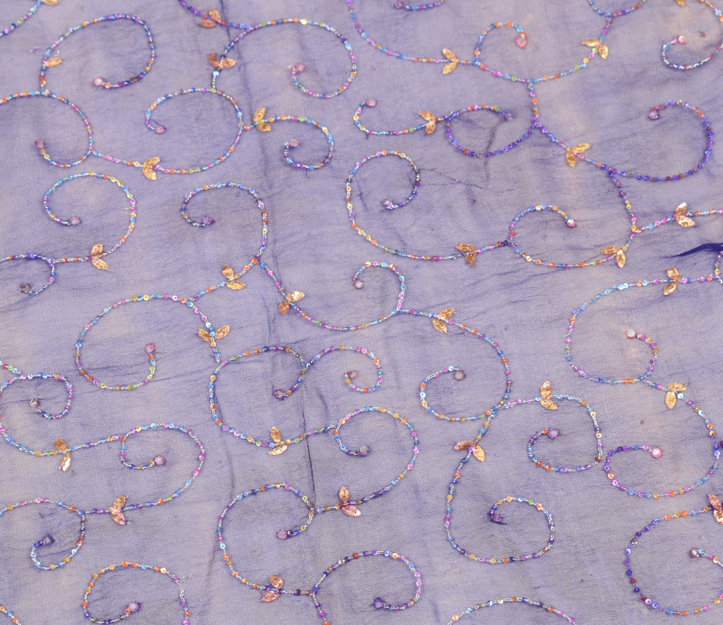 Sushila Vintage Blue Dupatta Tie-Dye Zari Sequins Work Pure Georgette Long Stole