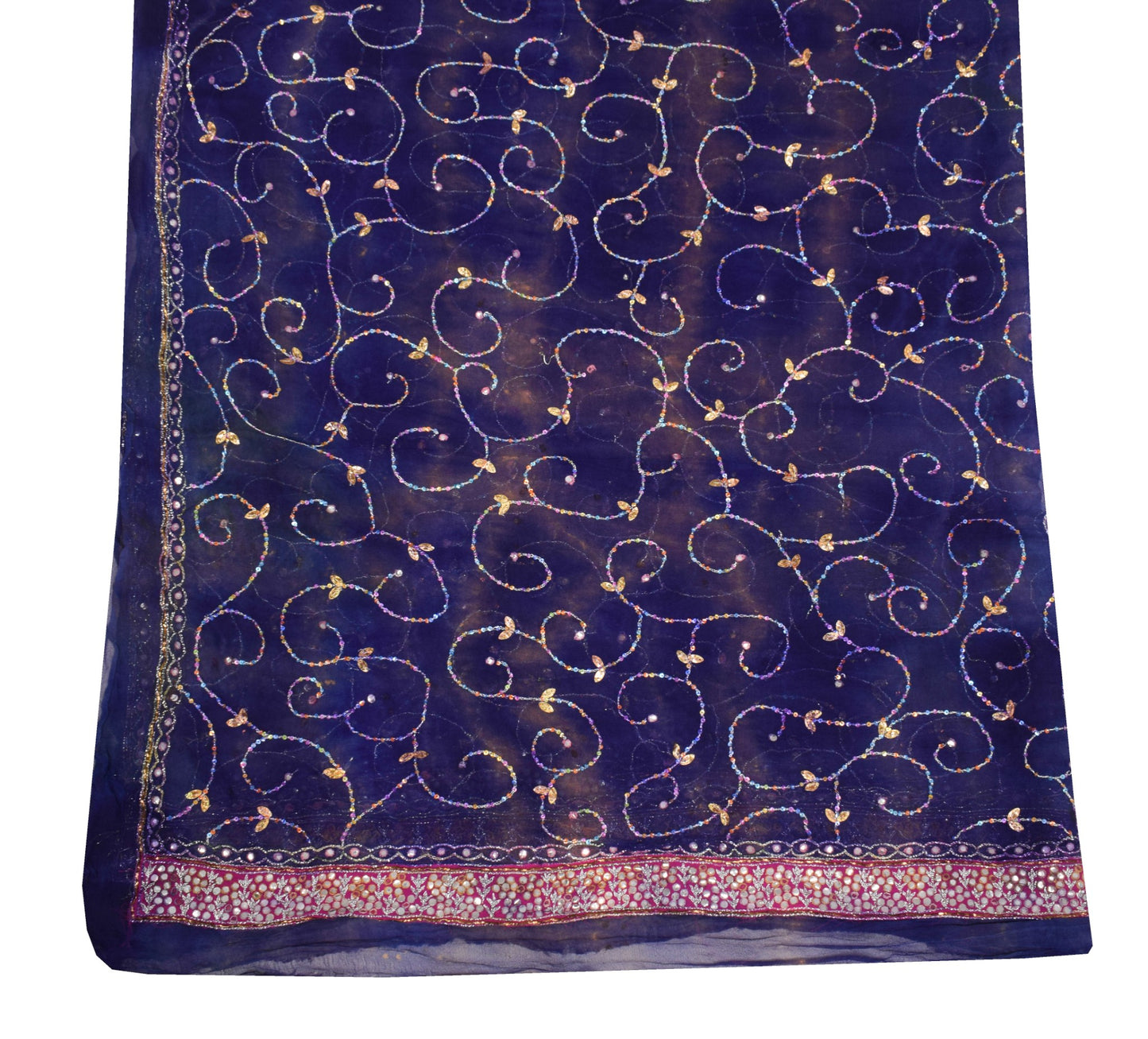 Sushila Vintage Blue Dupatta Tie-Dye Zari Sequins Work Pure Georgette Long Stole