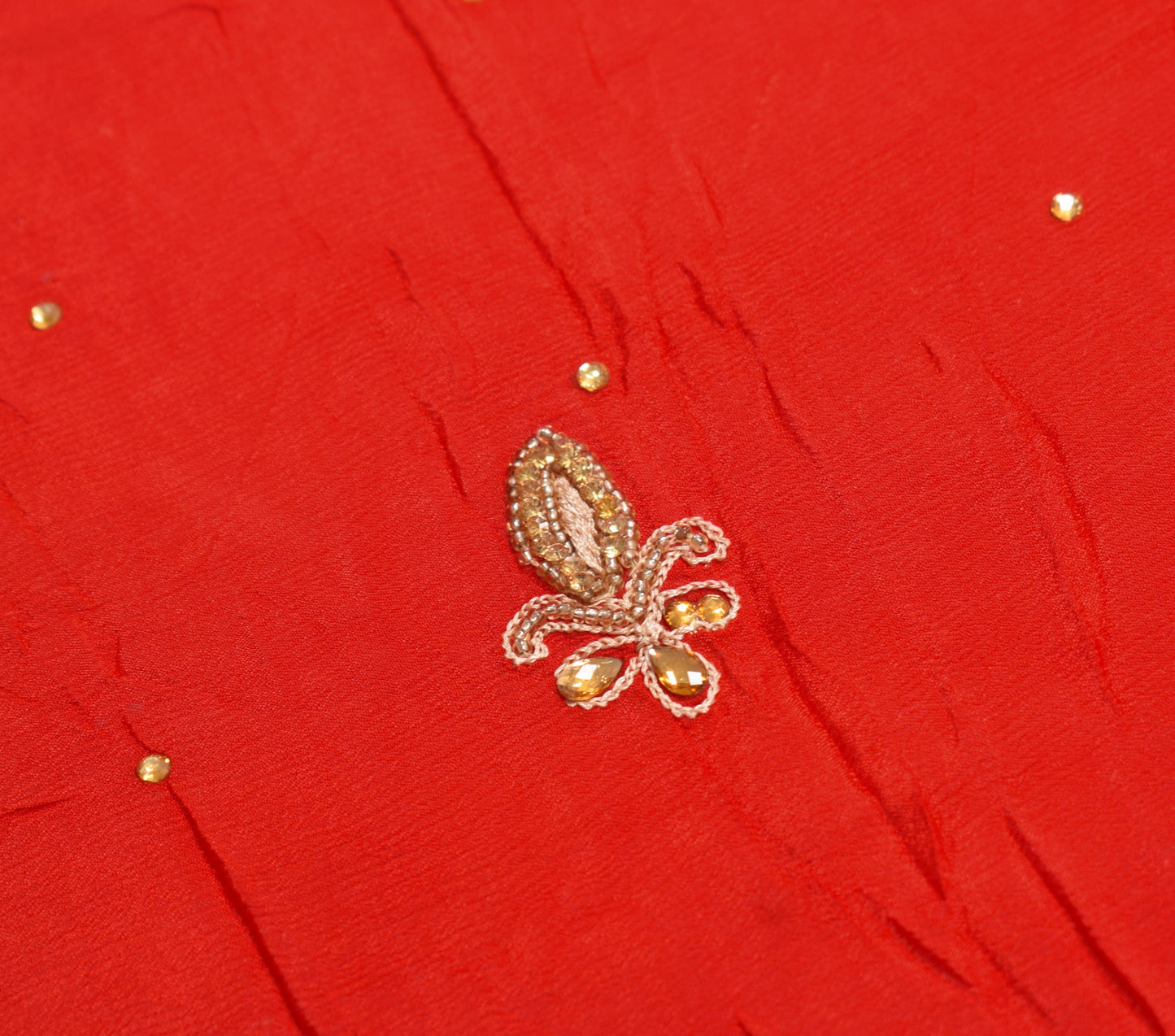 Sushila Vintage Red Wedding Dupatta Pure Chiffon Embroidered Floral Long Stole