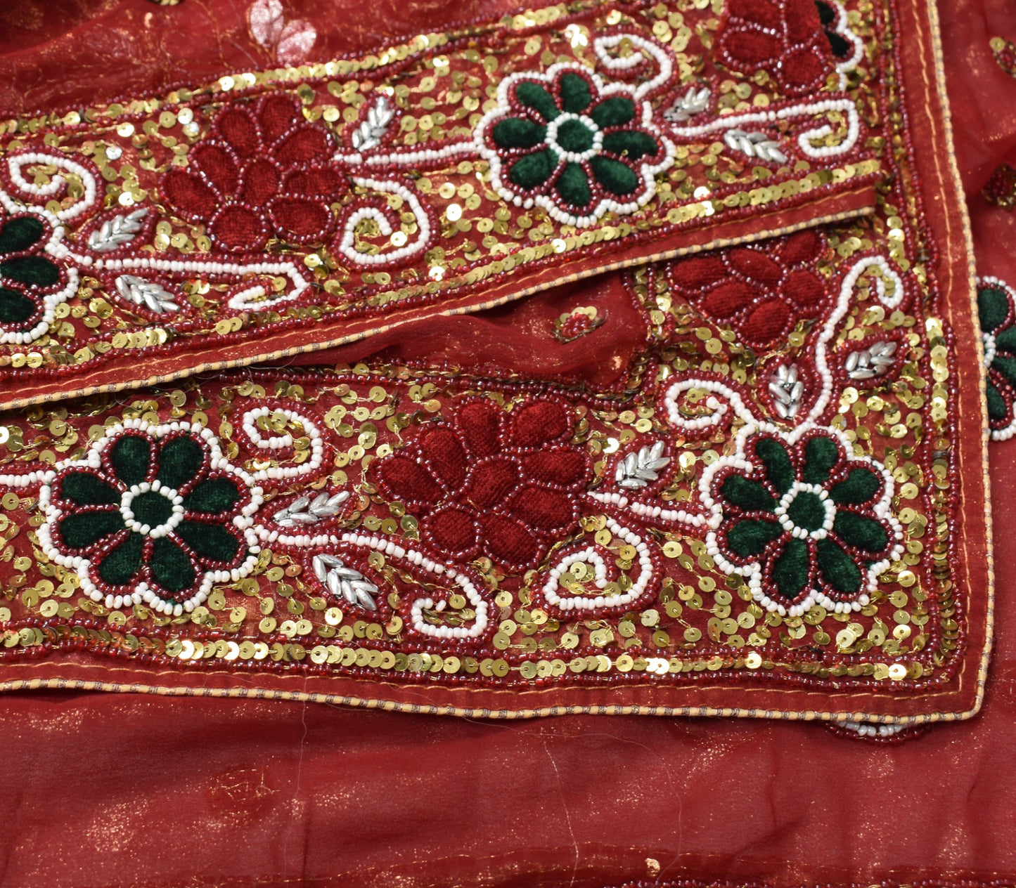 Sushila Vintage Maroon Heavy Dupatta Pure Georgette Sequins Embellish Long Stole
