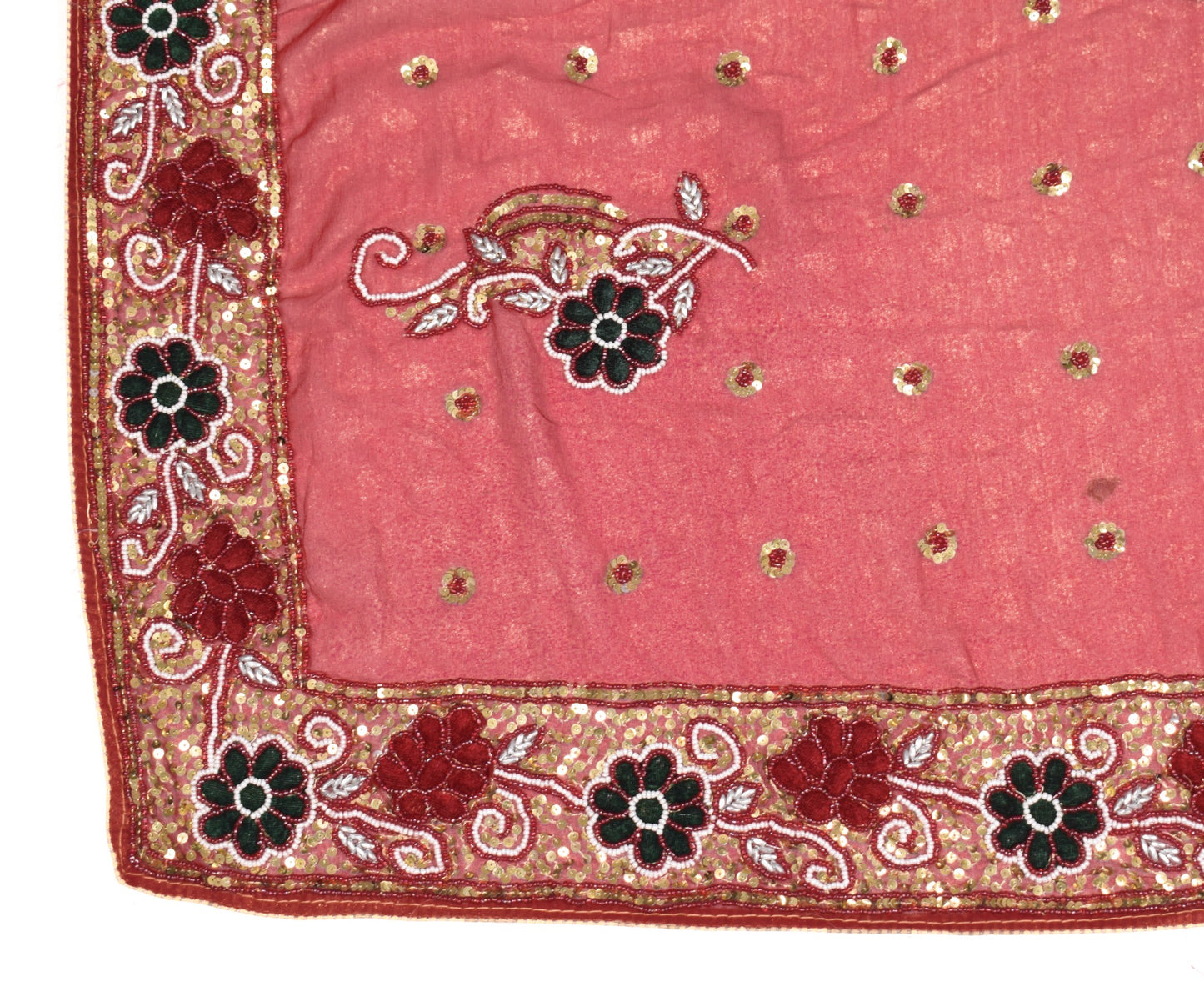 Sushila Vintage Maroon Heavy Dupatta Pure Georgette Sequins Embellish Long Stole