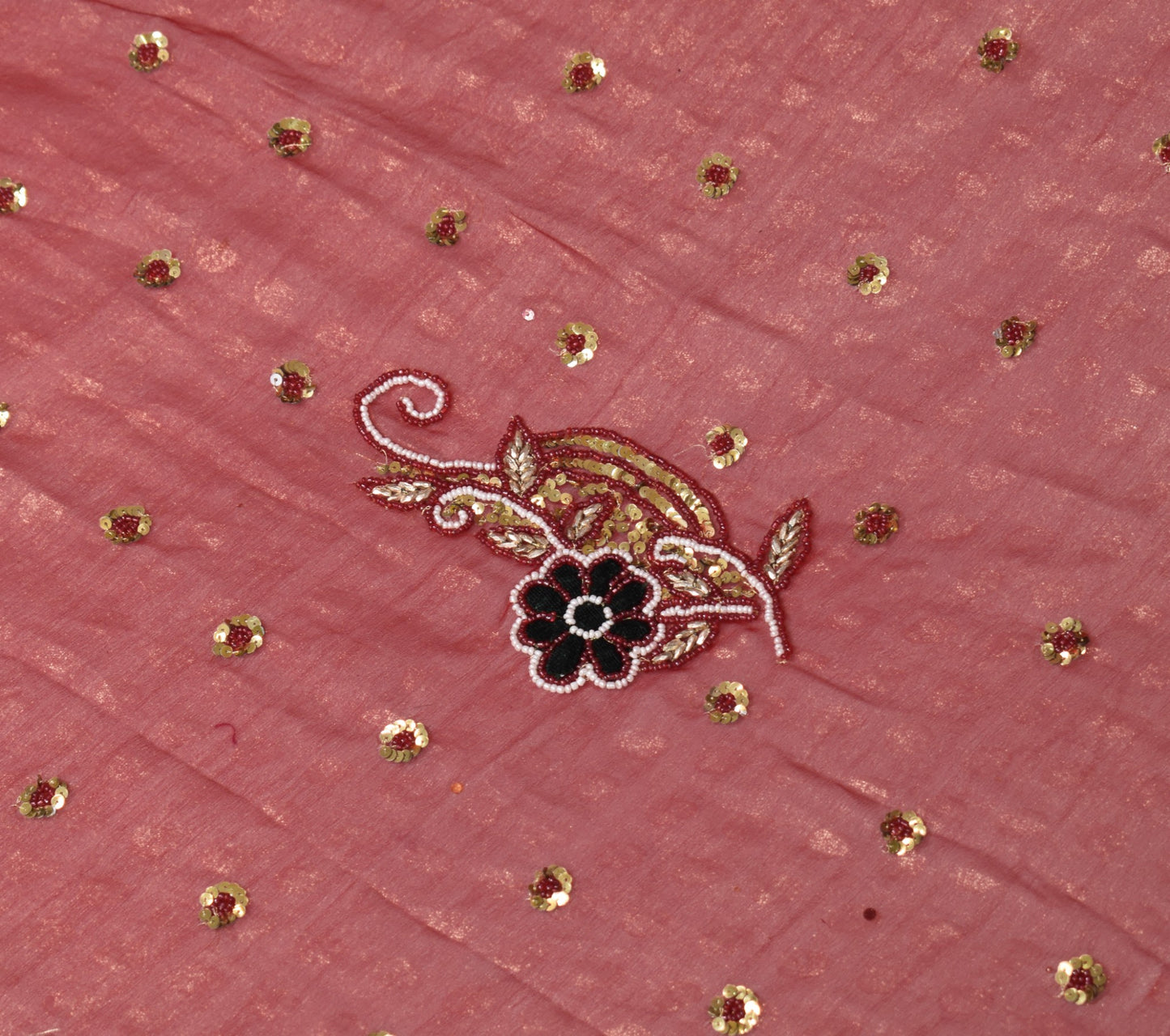 Sushila Vintage Maroon Heavy Dupatta Pure Georgette Sequins Embellish Long Stole