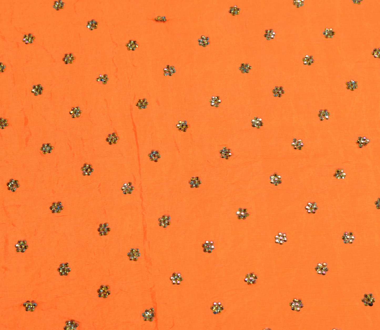 Sushila Vintage Orange Dupatta Pure Chiffon Stone With Velvet Border Long Stole
