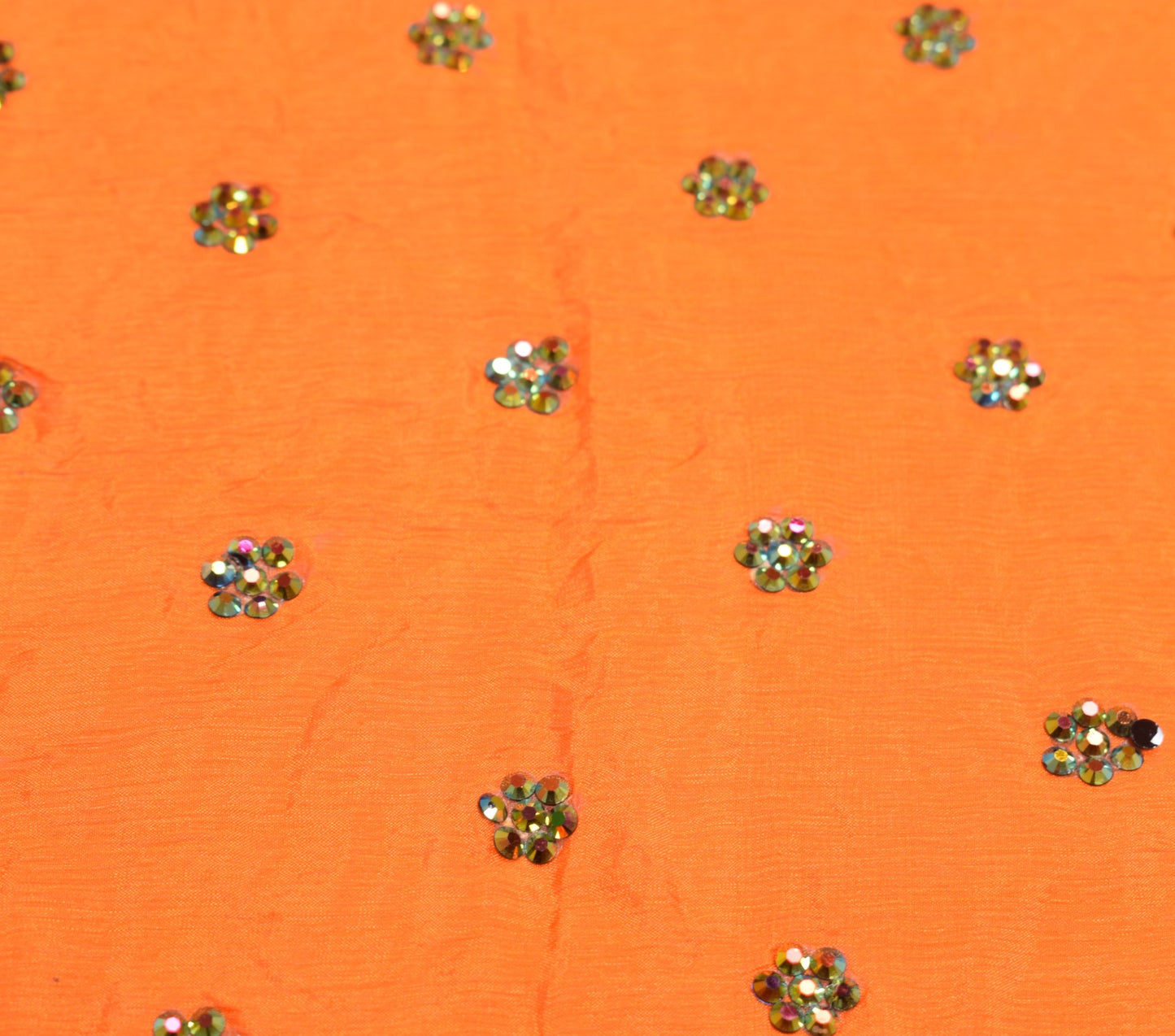 Sushila Vintage Orange Dupatta Pure Chiffon Stone With Velvet Border Long Stole
