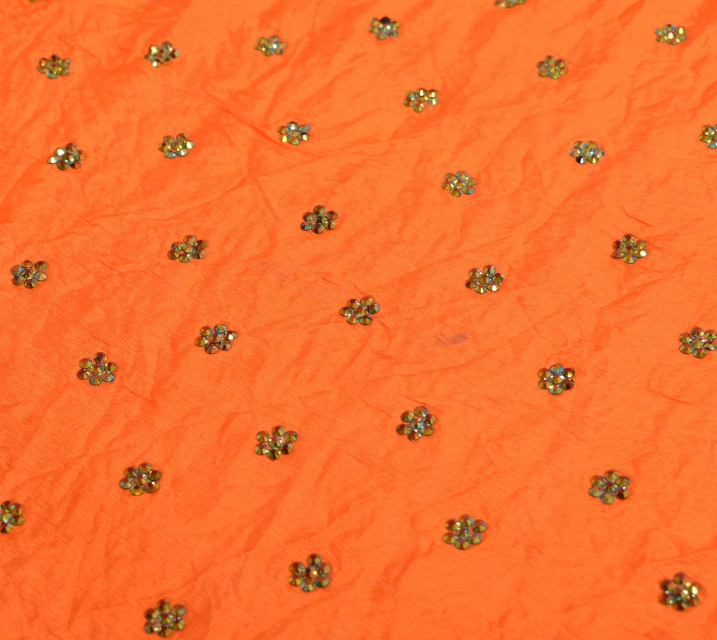 Sushila Vintage Orange Dupatta Pure Chiffon Stone With Velvet Border Long Stole
