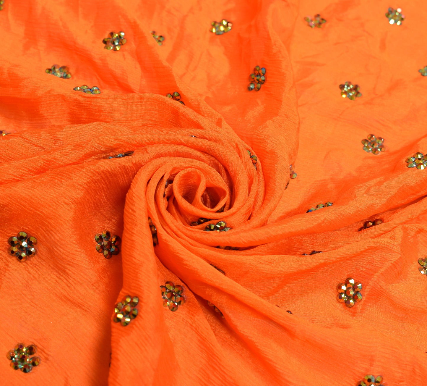 Sushila Vintage Orange Dupatta Pure Chiffon Stone With Velvet Border Long Stole
