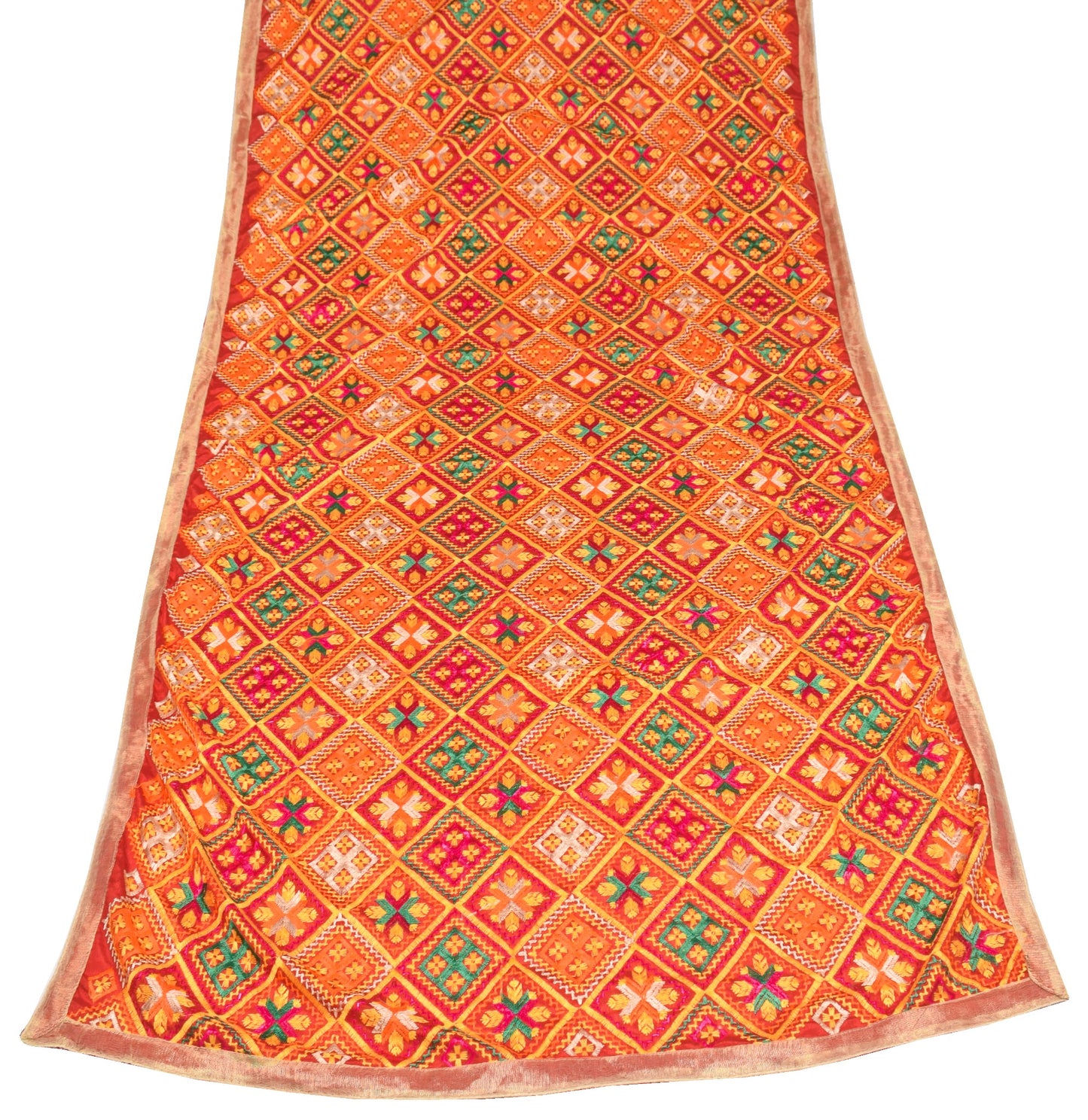 Sushila Vintage Red Heavy Dupatta Bagh Phulkari Art Silk Traditional Long Stole