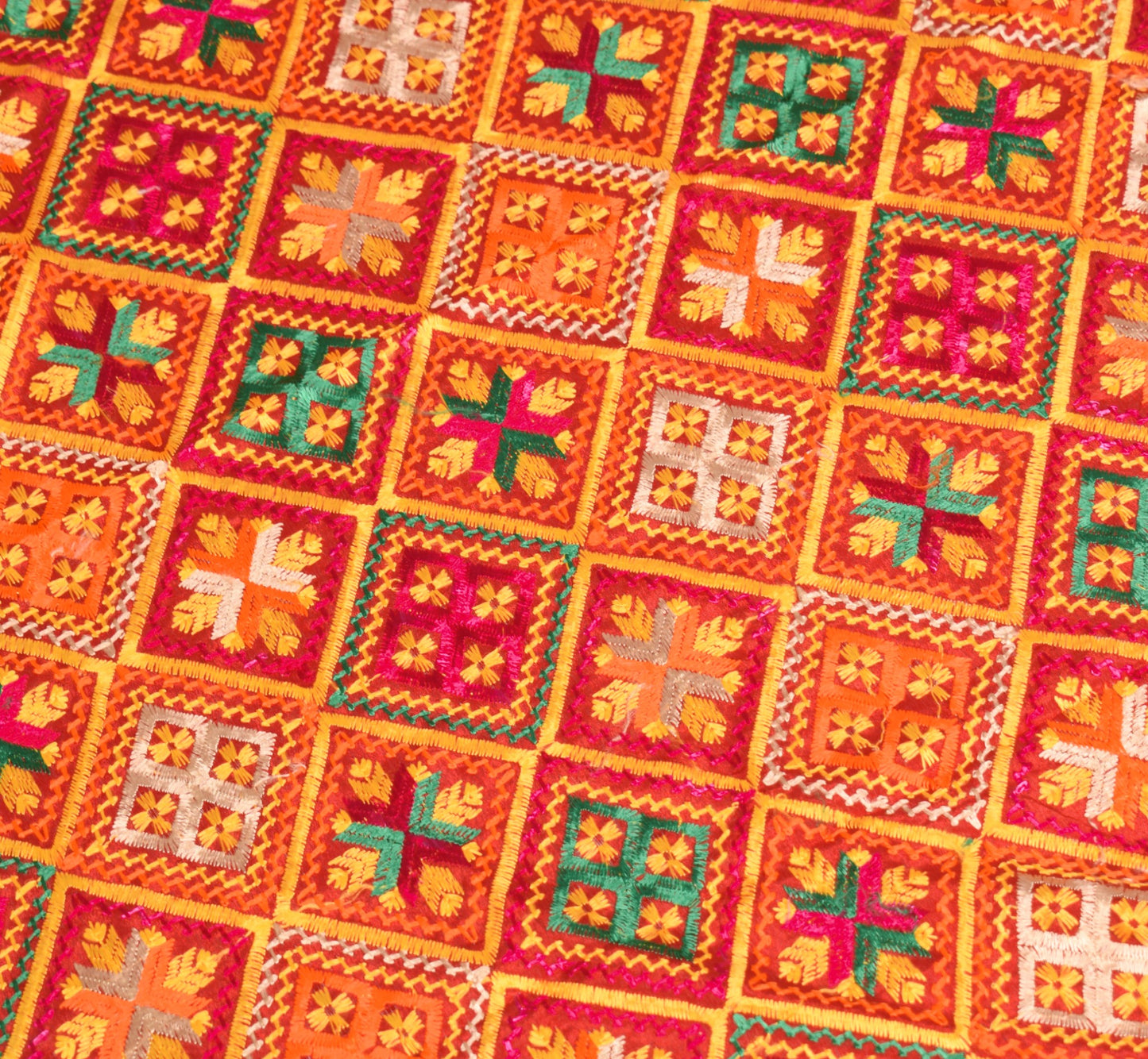 Sushila Vintage Red Heavy Dupatta Bagh Phulkari Art Silk Traditional Long Stole