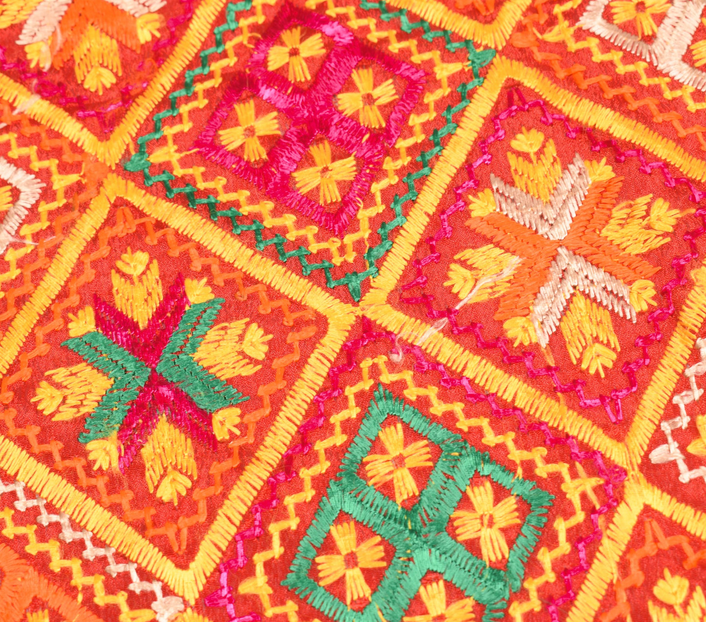 Sushila Vintage Red Heavy Dupatta Bagh Phulkari Art Silk Traditional Long Stole