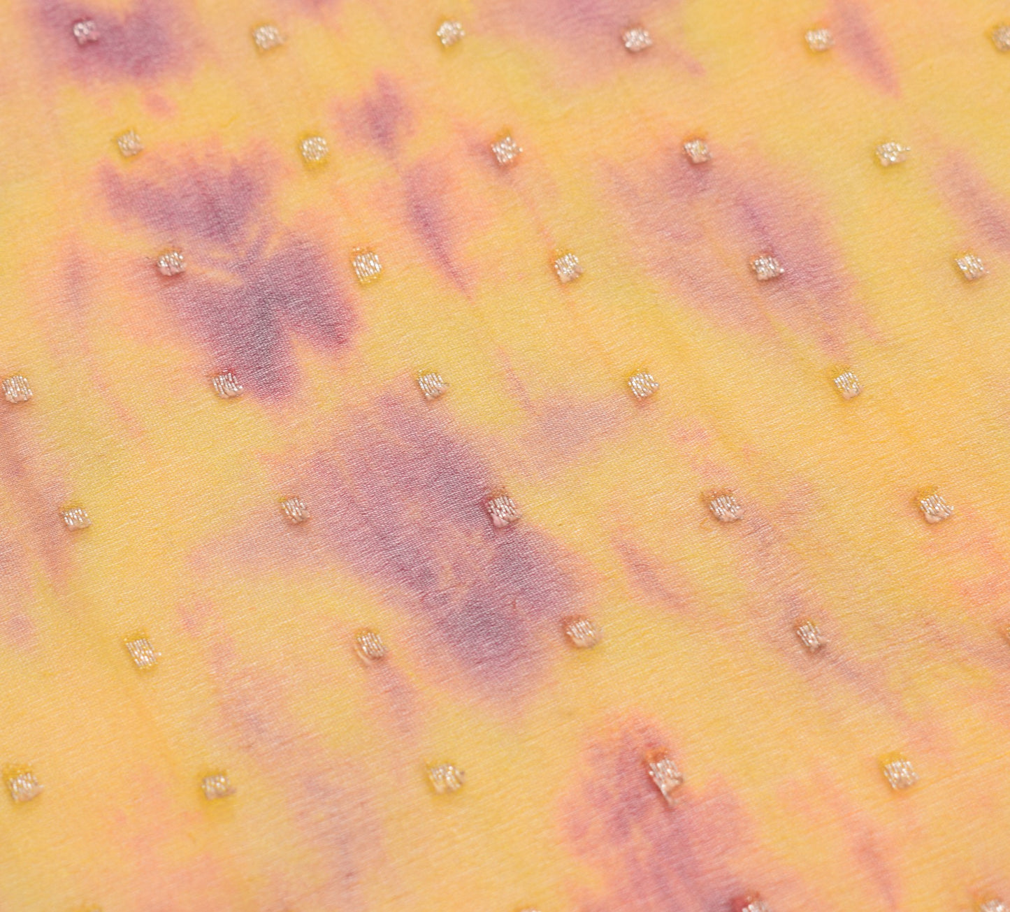Sushila Vintage Yellow Tie-Dye Dupatta Pure Georgette Banarasi Brocade LongStole