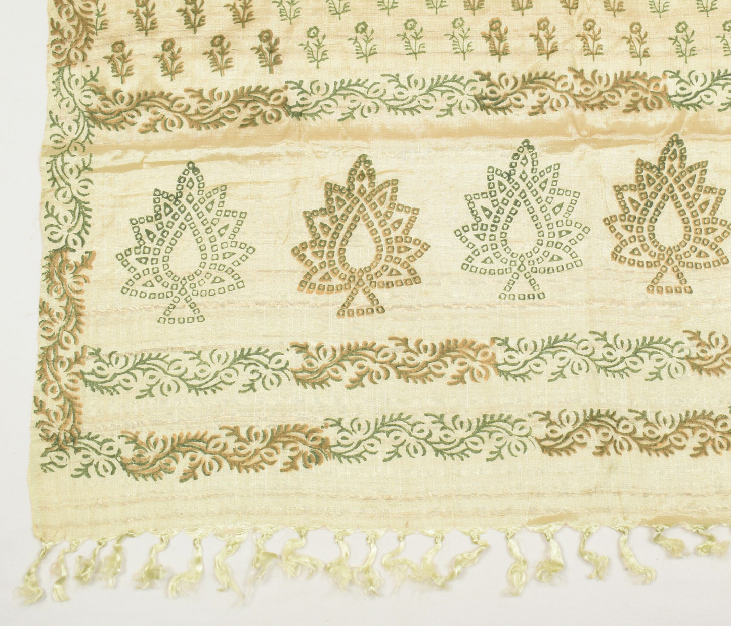 Sushila Vintage Cream Dupatta 100% Pure Rayon Hand Block Printed Long Stole Wrap