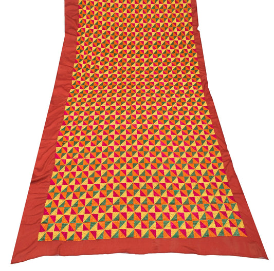 Sushila Vintage Bagh Phulkari Heavy Dupatta Red Art Chiffon Silk Long Stole Wrap