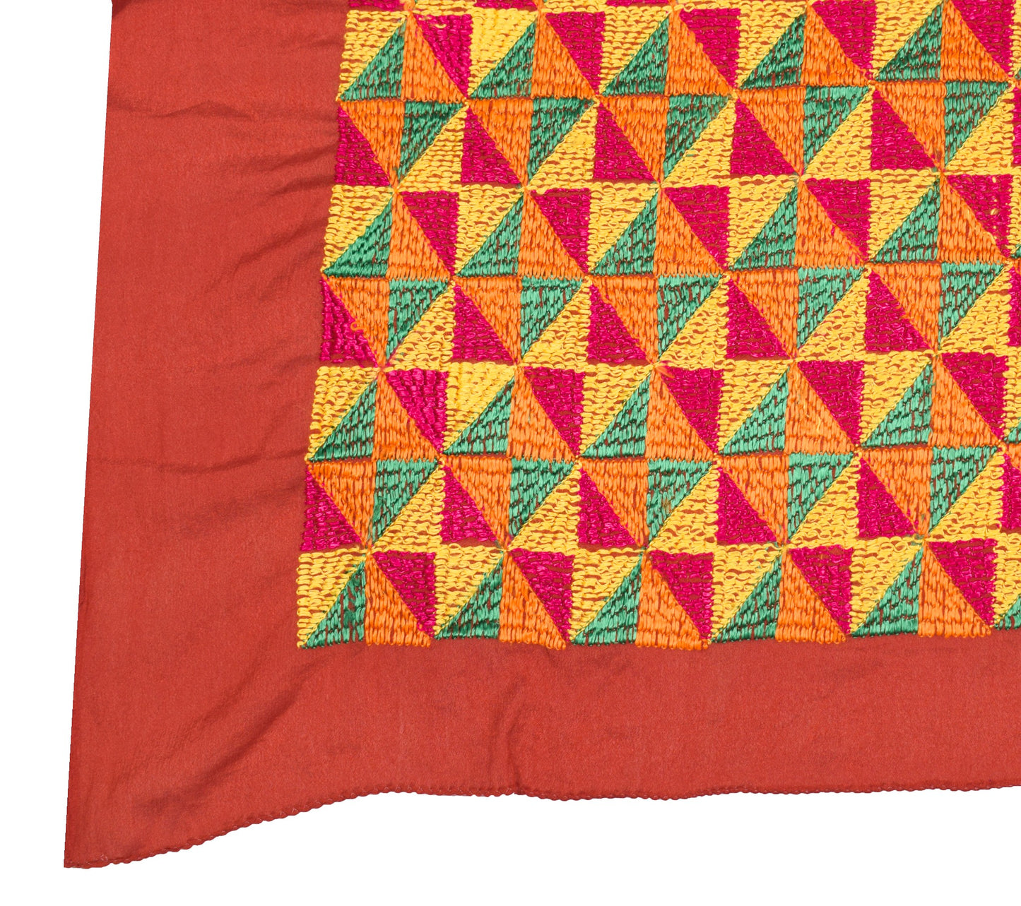 Sushila Vintage Bagh Phulkari Heavy Dupatta Red Art Chiffon Silk Long Stole Wrap