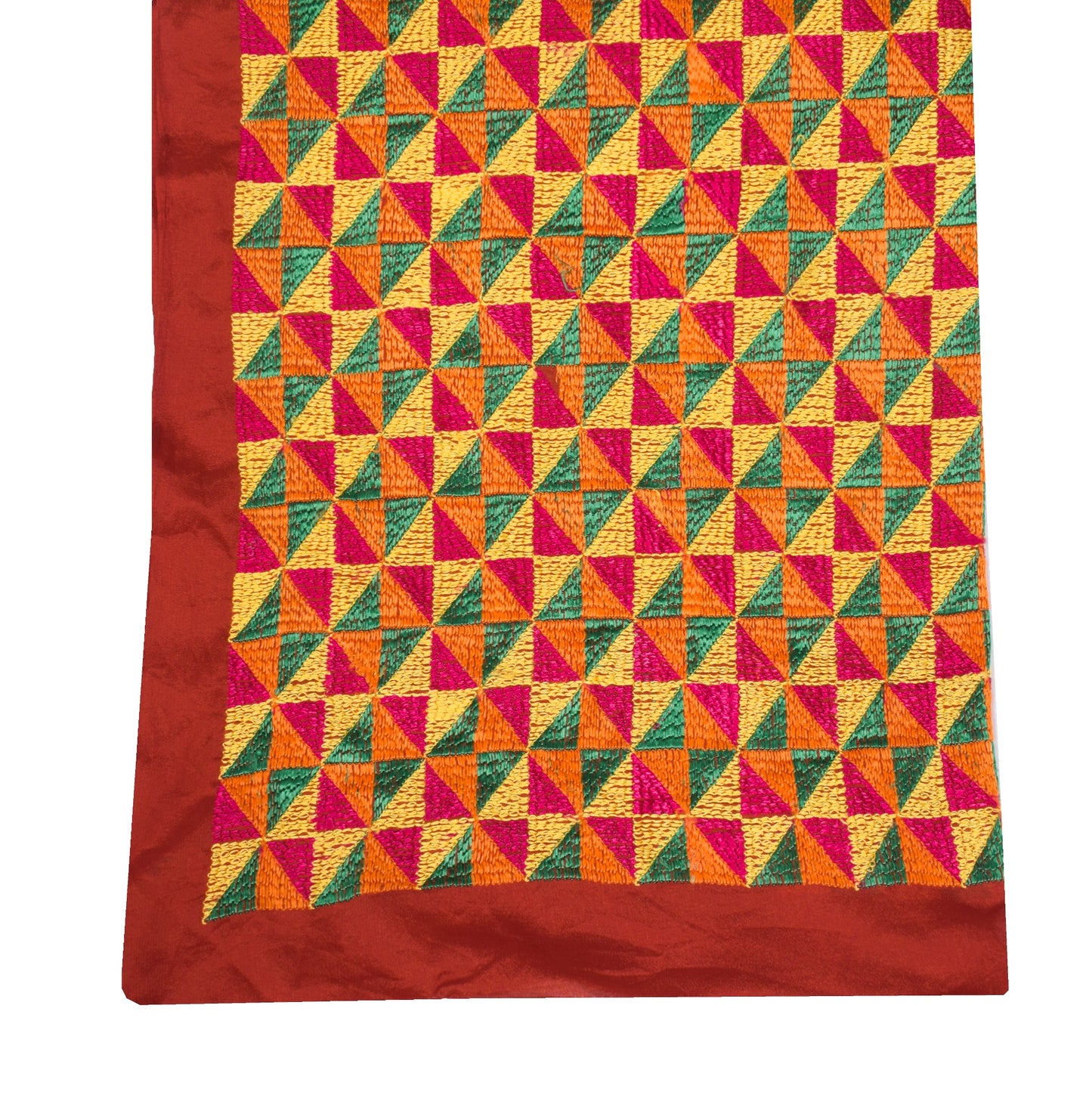 Sushila Vintage Bagh Phulkari Heavy Dupatta Red Art Chiffon Silk Long Stole Wrap