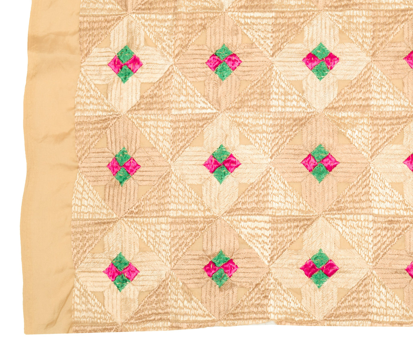 Sushila Vintage Bagh Phulkari Heavy Dupatta Art Silk Light Brown Long Stole Wrap