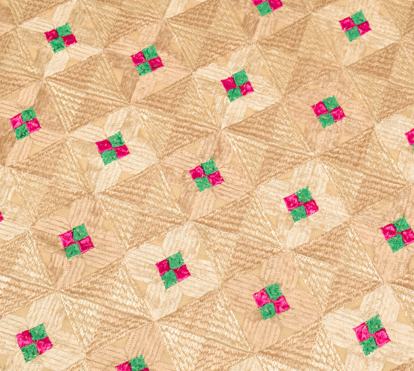 Sushila Vintage Bagh Phulkari Heavy Dupatta Art Silk Light Brown Long Stole Wrap