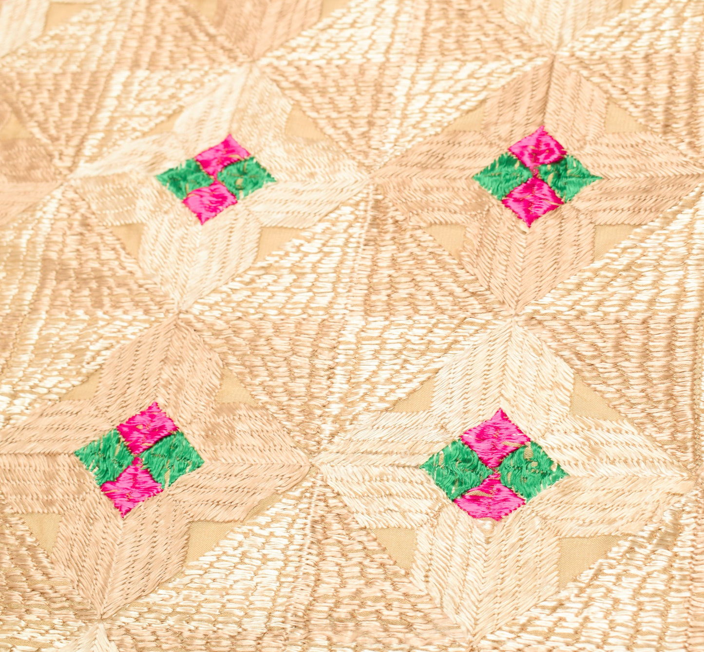 Sushila Vintage Bagh Phulkari Heavy Dupatta Art Silk Light Brown Long Stole Wrap