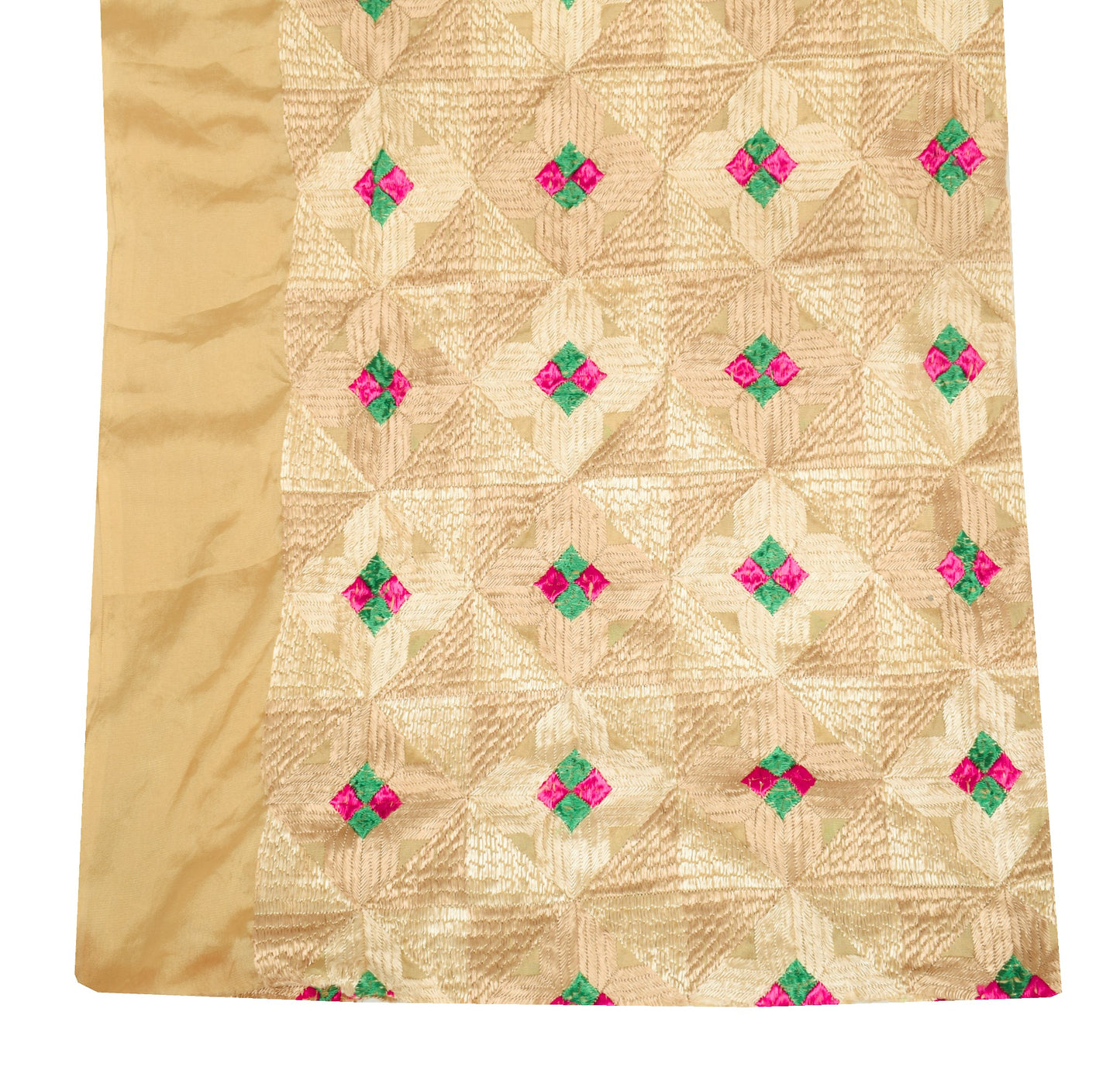 Sushila Vintage Bagh Phulkari Heavy Dupatta Art Silk Light Brown Long Stole Wrap