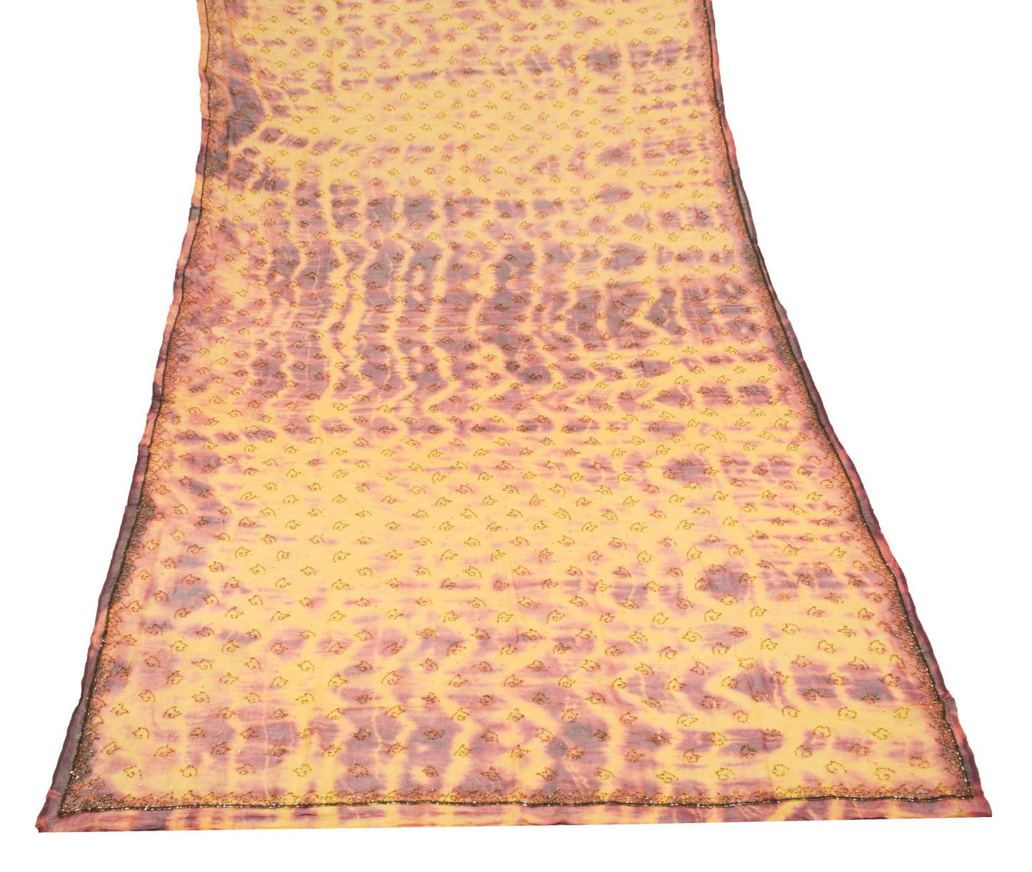 Sushila Vintage Green Tie-Dye Dupatta Pure Georgette Glass Beads Work Long Stole