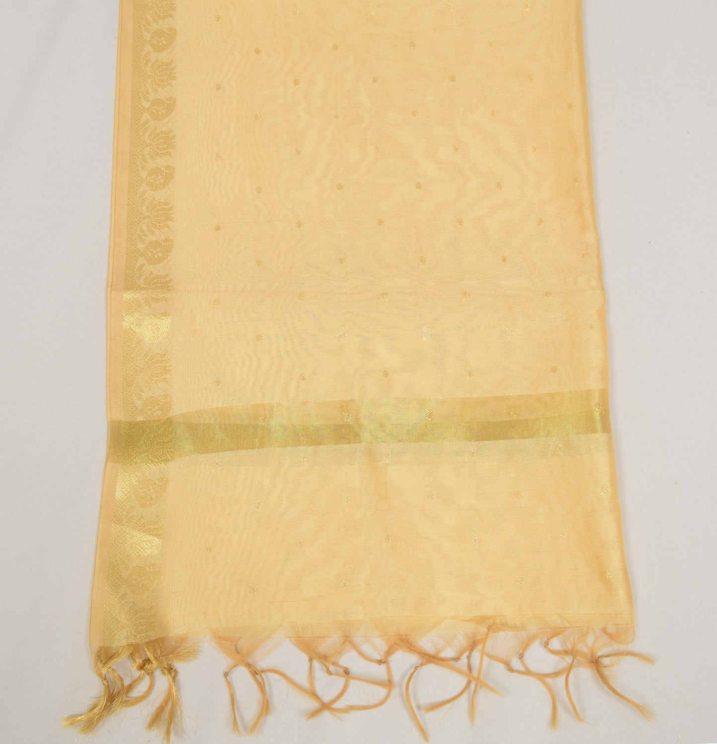 Sushila Vintage Beige Banarasi Dupatta Indian Art Silk Woven Zari Long Stole