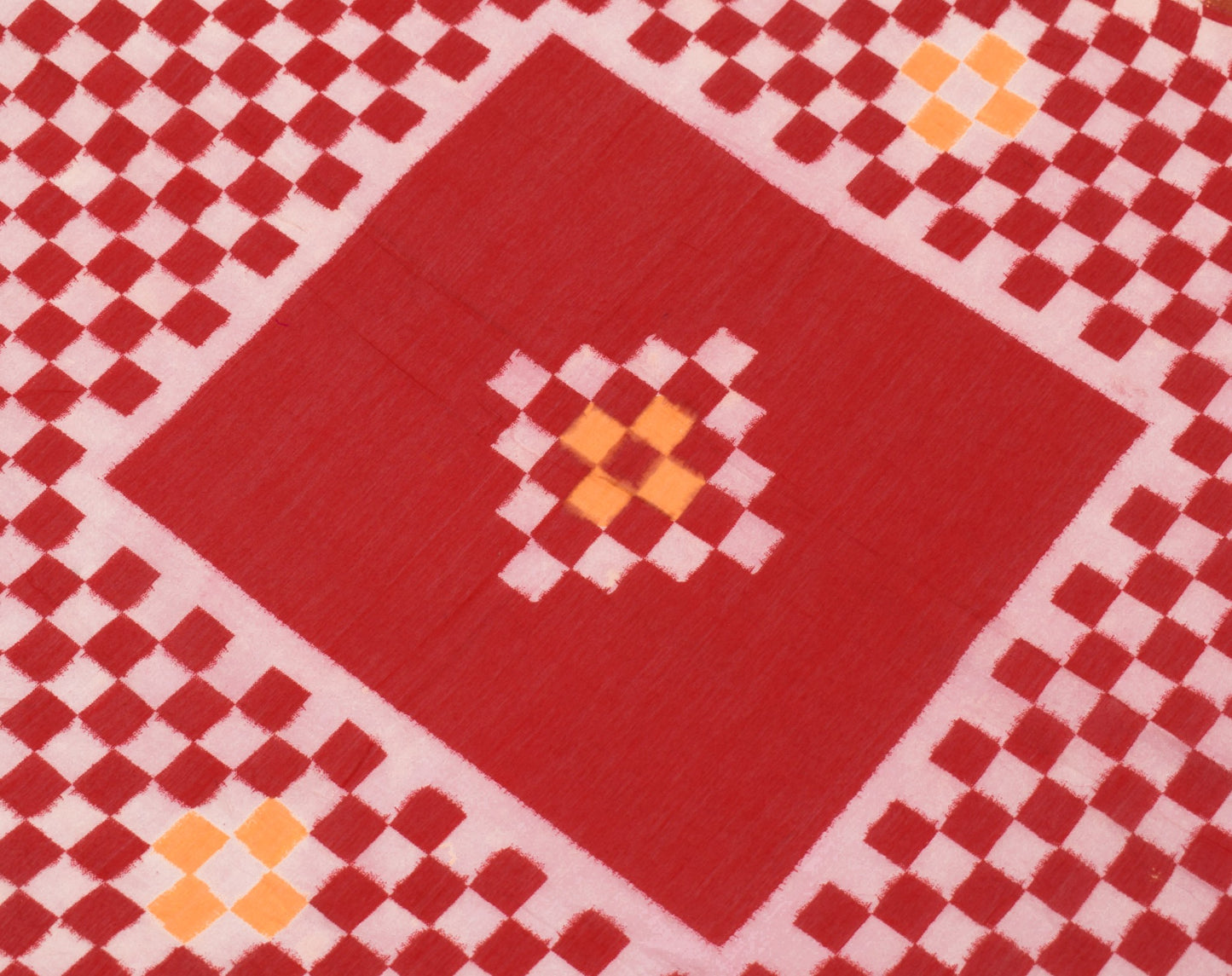 Sushila Vintage Red Checks Dupatta 100% Pure Cotton Silk Printed Long Stole Wrap