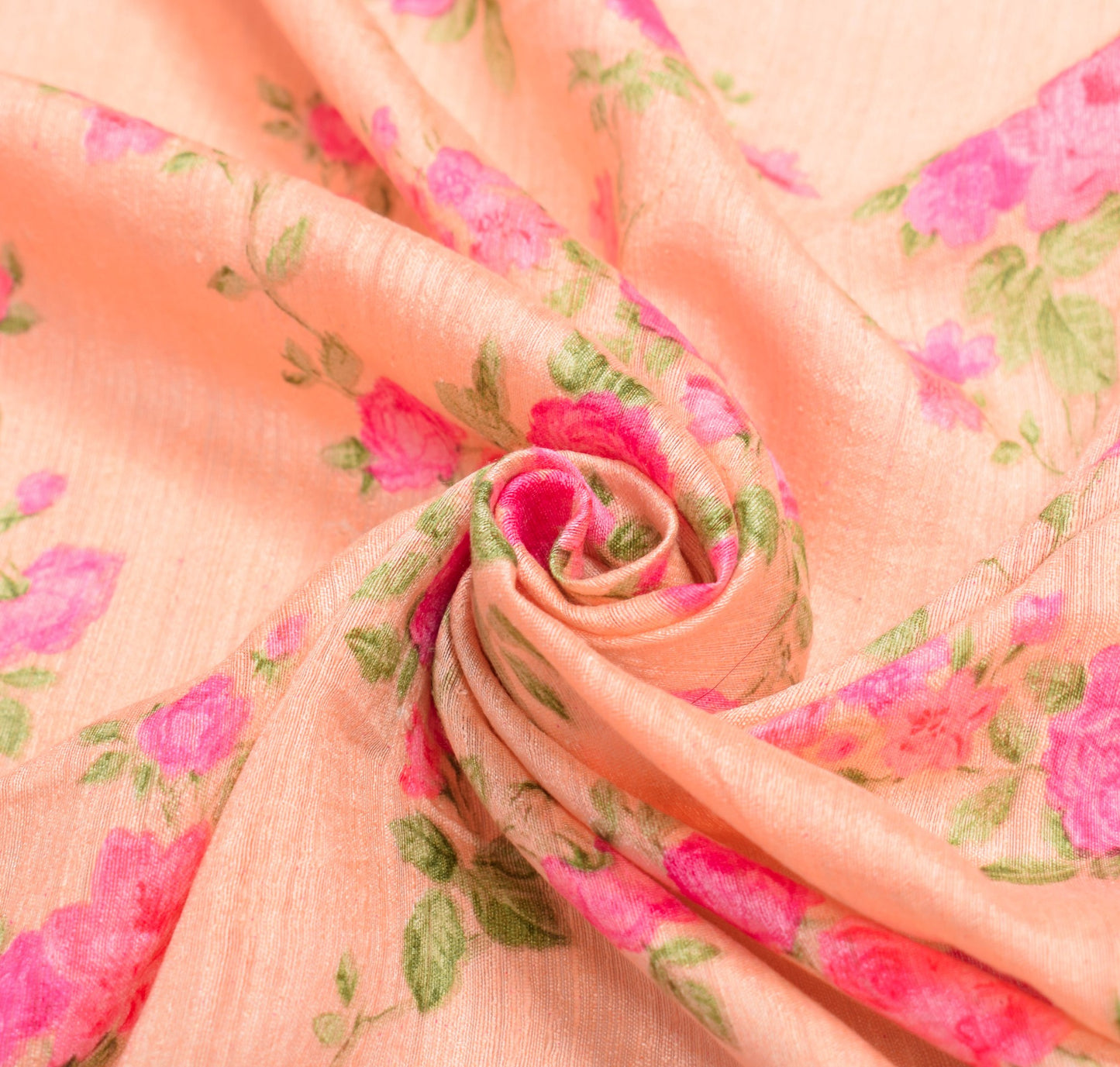 Sushila Vintage Peach Dupatta Hand Print with Mirror Border Pure Silk Long Stole