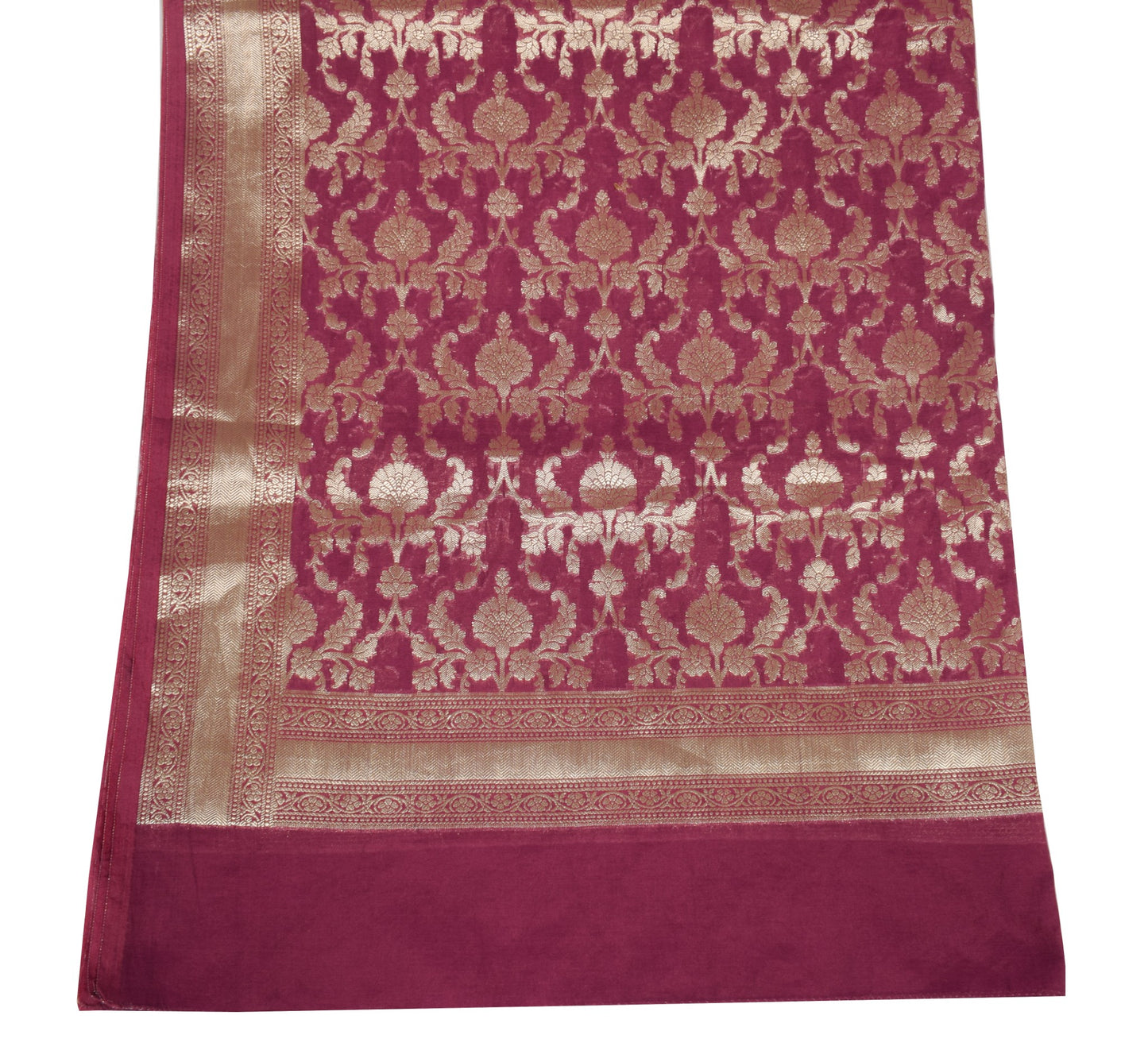 Sushila Vintage Mauve Banarasi Dupatta Pure Cotton Silk Zari Woven Long Stole