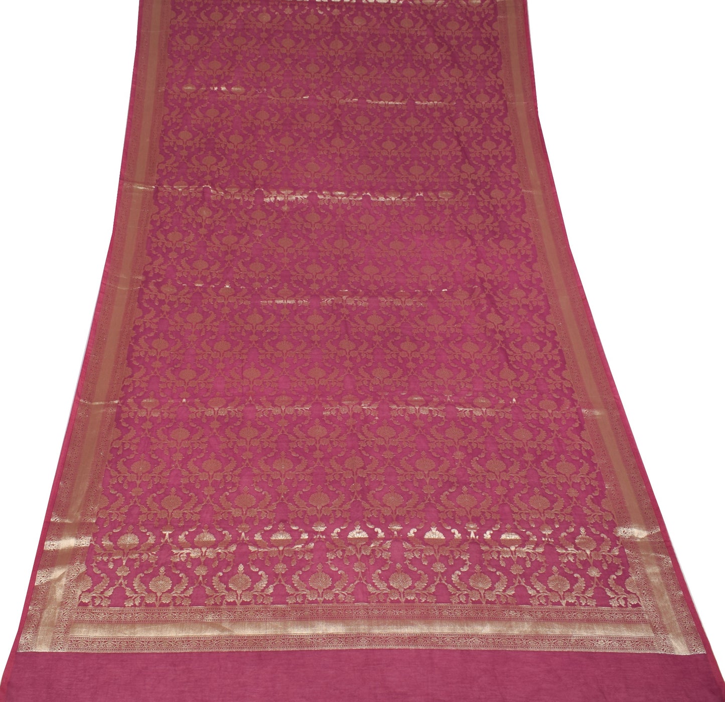 Sushila Vintage Mauve Banarasi Dupatta Pure Cotton Silk Zari Woven Long Stole