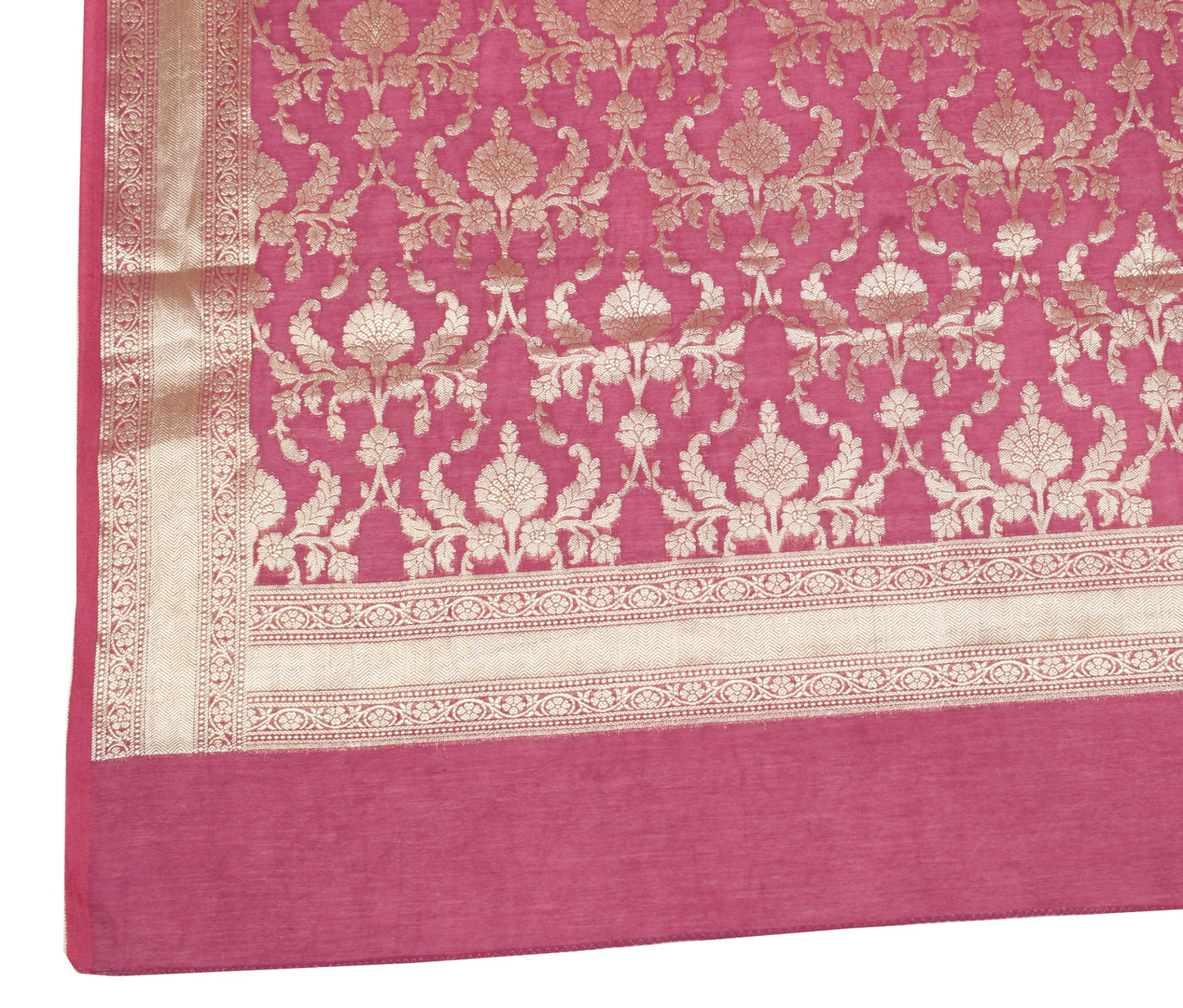 Sushila Vintage Mauve Banarasi Dupatta Pure Cotton Silk Zari Woven Long Stole