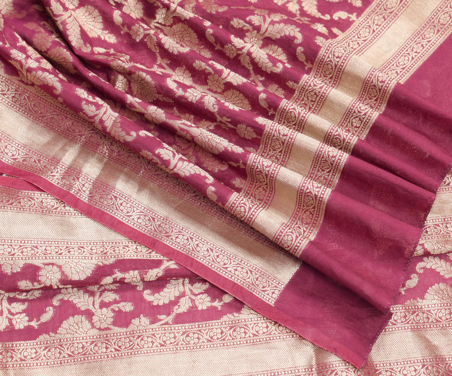 Sushila Vintage Mauve Banarasi Dupatta Pure Cotton Silk Zari Woven Long Stole