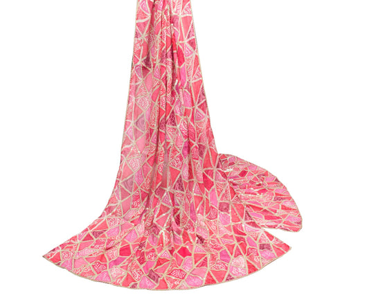 Sushila Vintage Sequins Embellish Dupatta Multi-Color Pure Silk Soft Long Stole