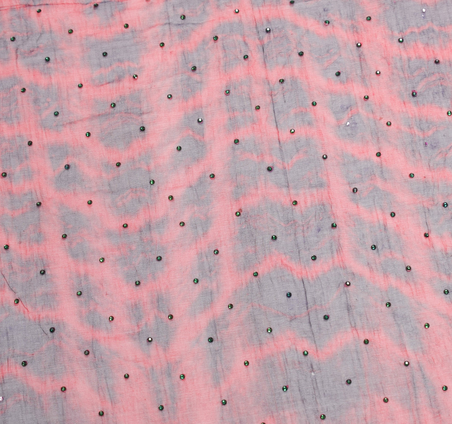Sushila Vintage Red Black Tie-Dye Dupatta Pure chiffon Hand Beaded Long Stole