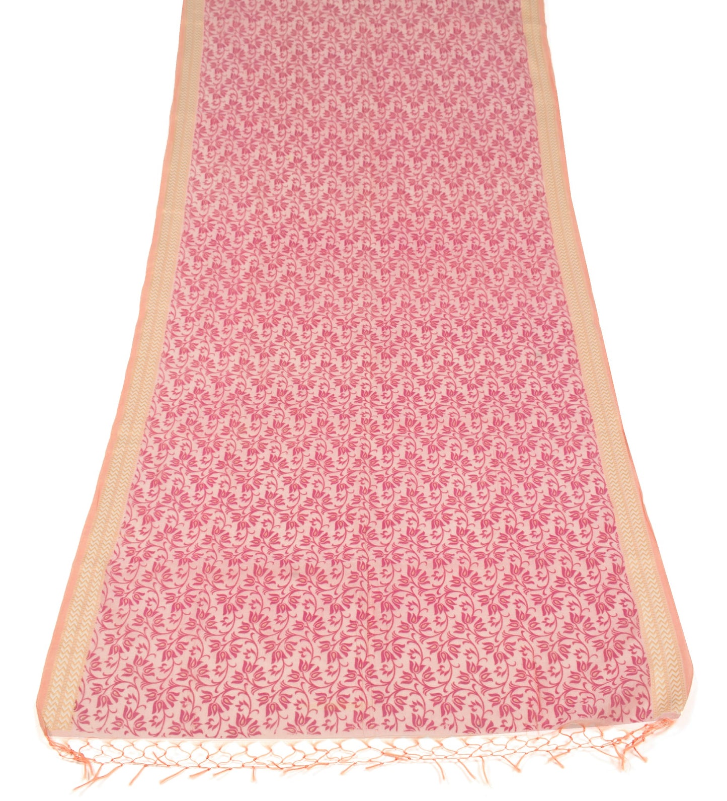 Sushila Vintage Light Pink Floral Dupatta Pure Cotton Silk Printed Long Stole