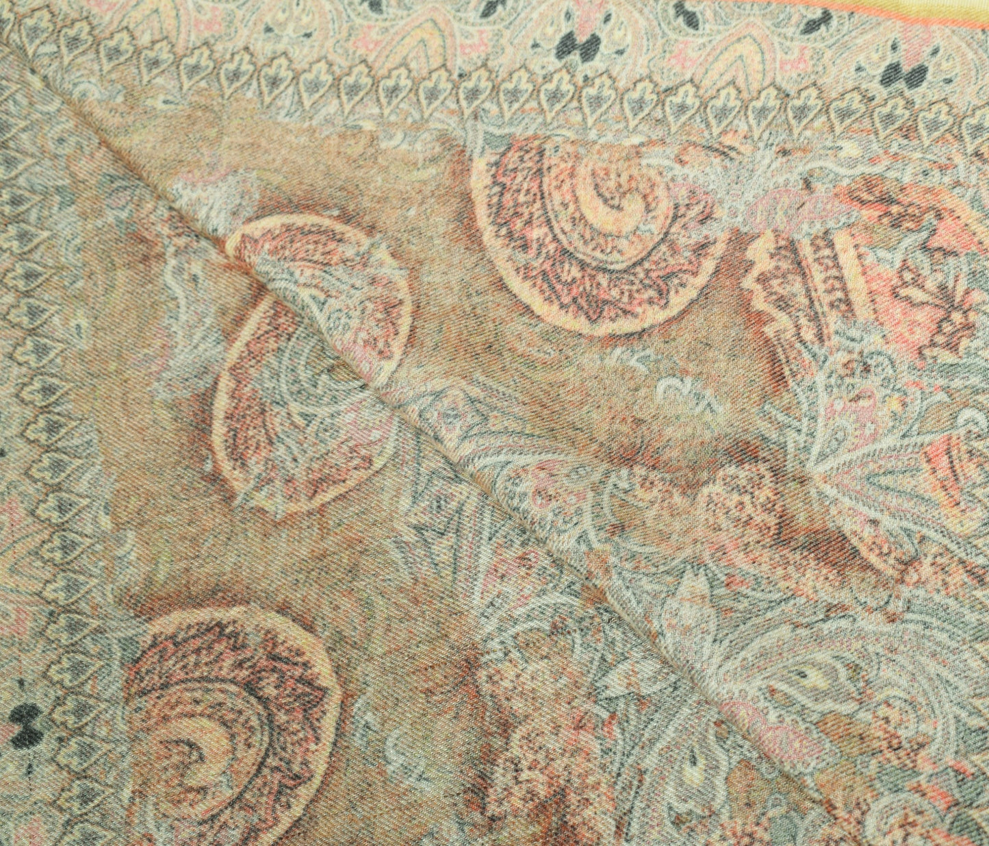 Sushila Vintage Pure Viscose Rayon Dupatta Mustard Printed Soft Wrap Long Stole