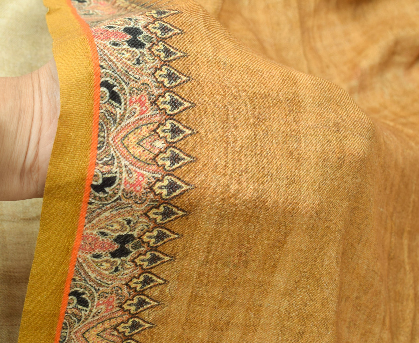 Sushila Vintage Pure Viscose Rayon Dupatta Mustard Printed Soft Wrap Long Stole