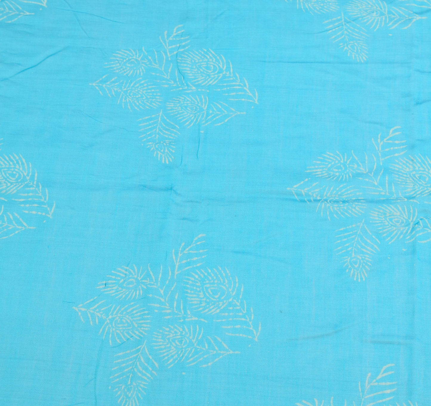 Sushila Vintage Pure Cotton Dupatta Turquoise Blue Hand Block Printed Long Stole