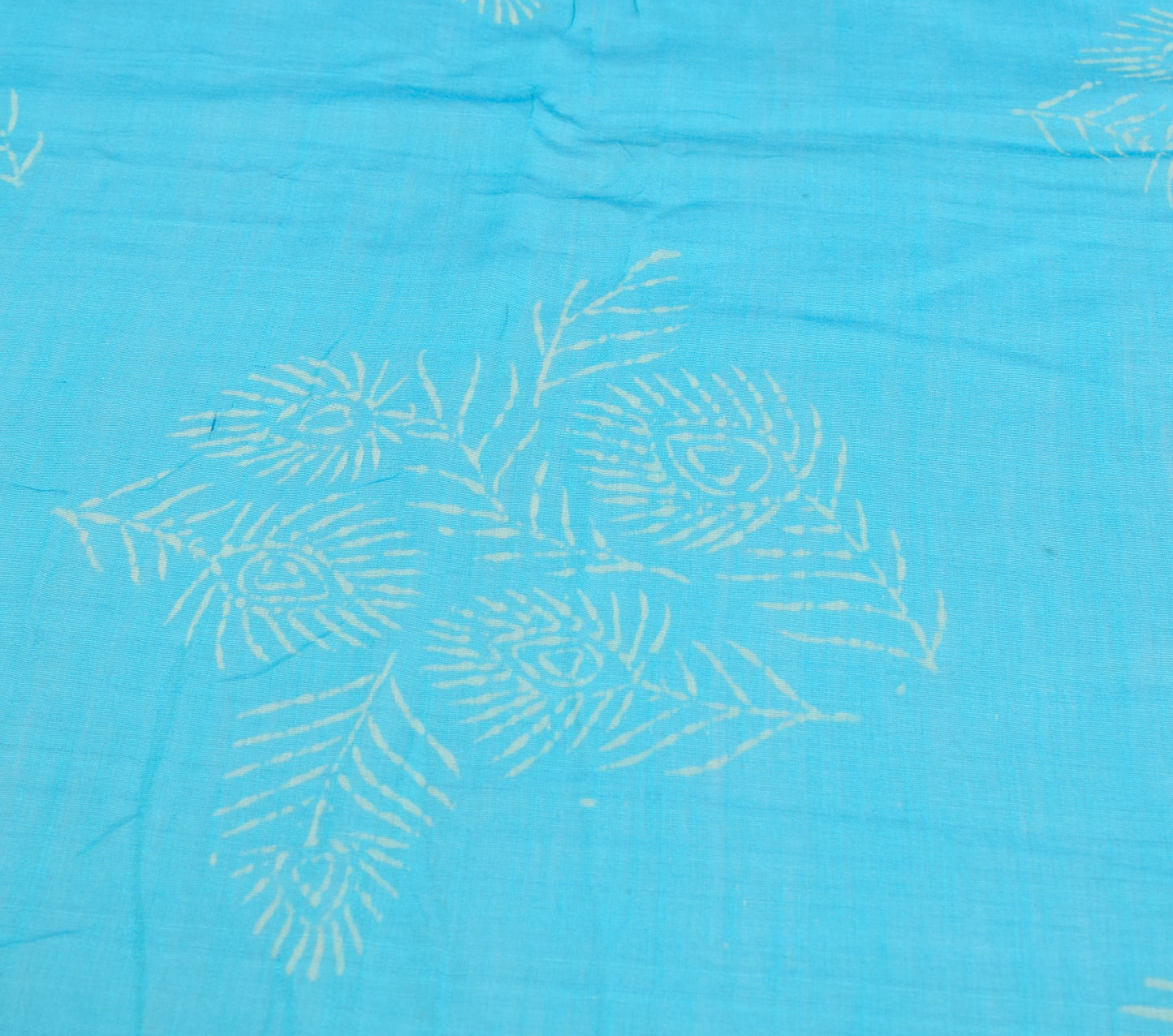 Sushila Vintage Pure Cotton Dupatta Turquoise Blue Hand Block Printed Long Stole