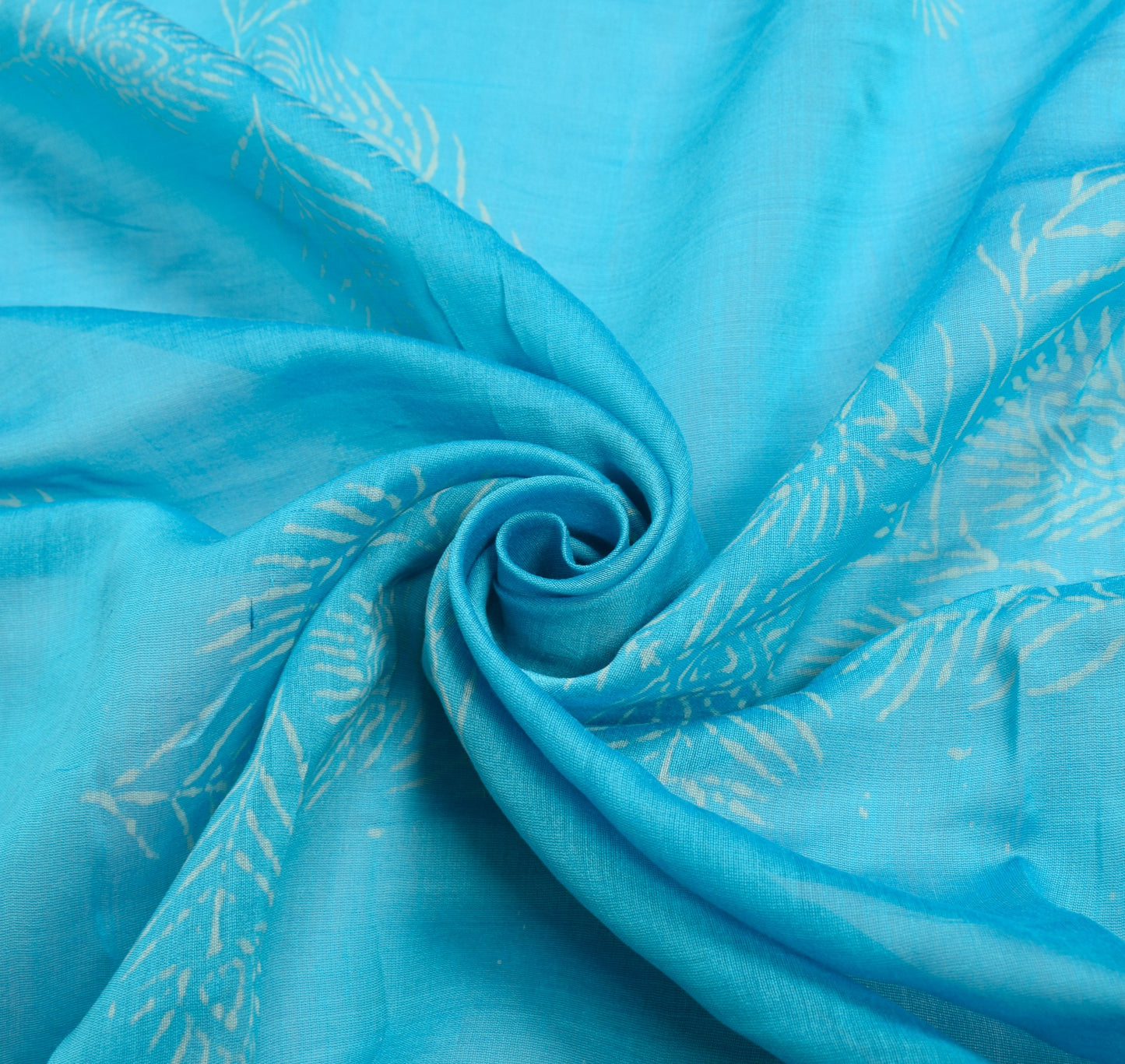 Sushila Vintage Pure Cotton Dupatta Turquoise Blue Hand Block Printed Long Stole