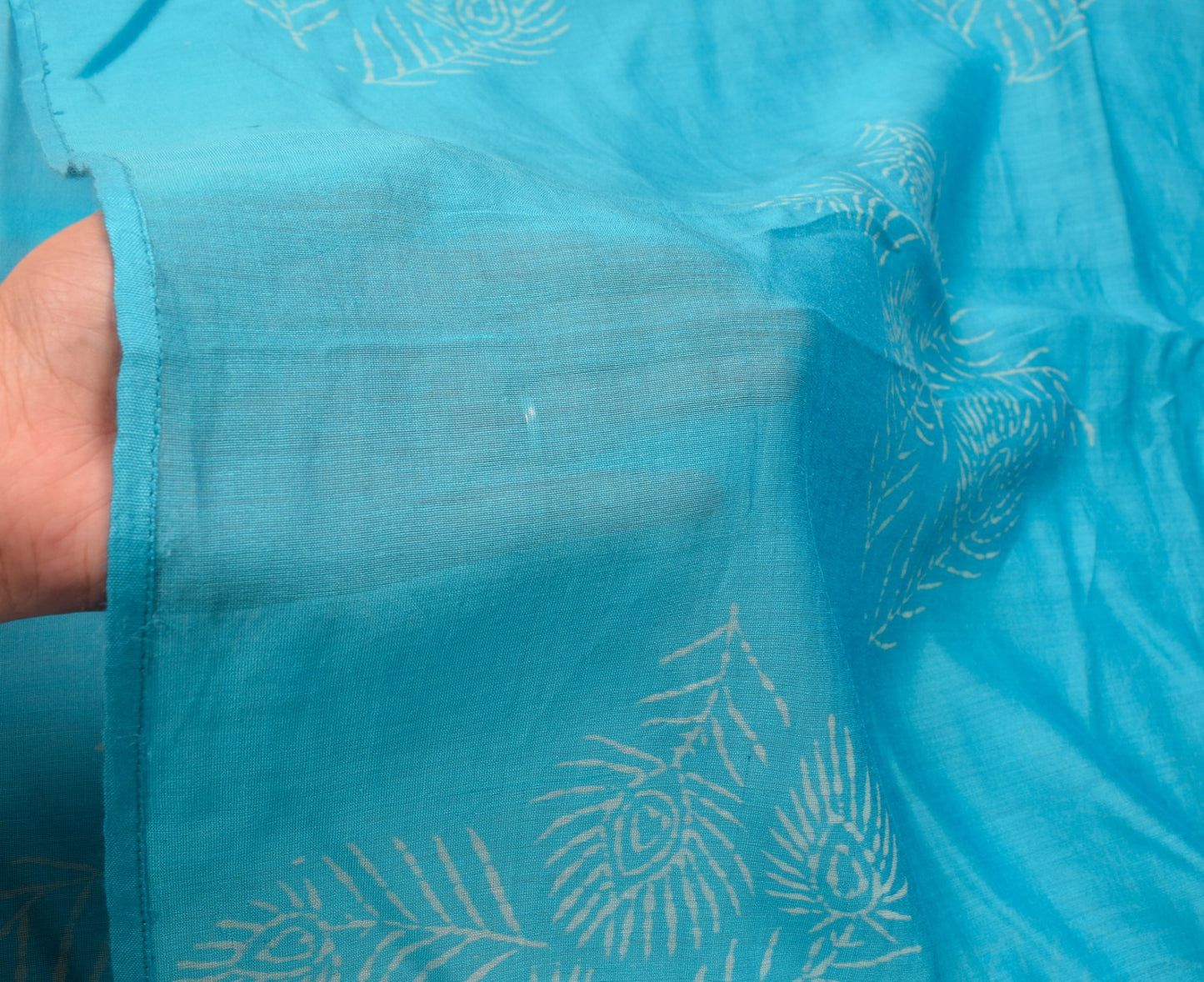 Sushila Vintage Pure Cotton Dupatta Turquoise Blue Hand Block Printed Long Stole